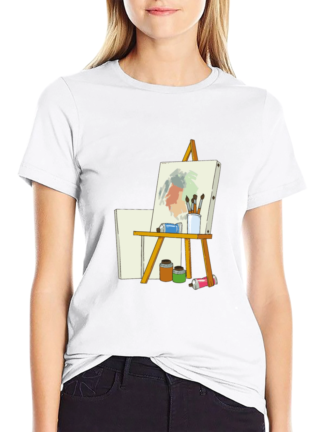 Artist Easel Graphic Tee - Black Cotton Blend