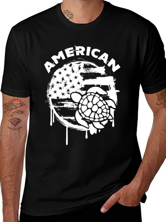 American Turtle Graphic Print Crew Neck T-Shirt