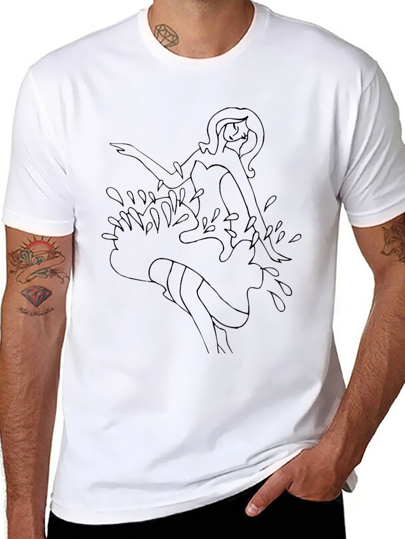 Black Graphic Tee - Woman in Water