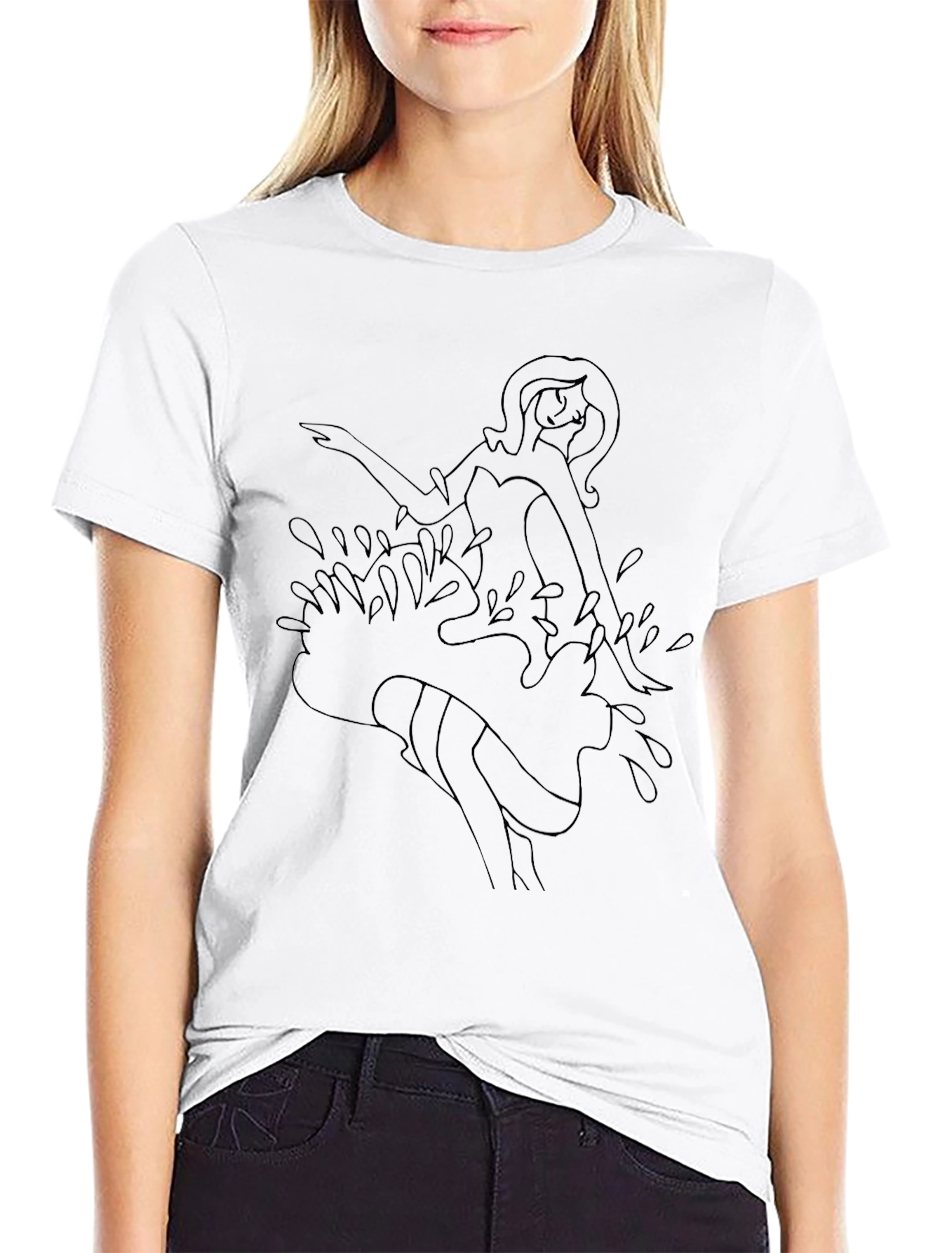 Black Graphic Tee - Woman in Water