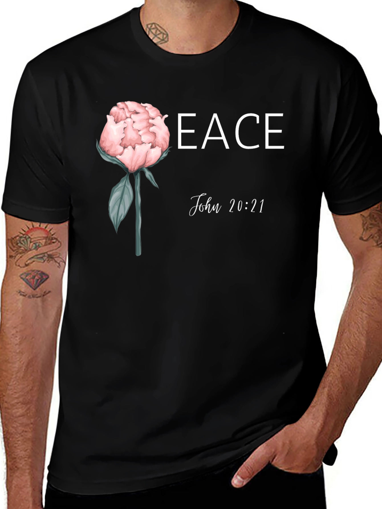 Peace John 20:21 Floral T-Shirt
