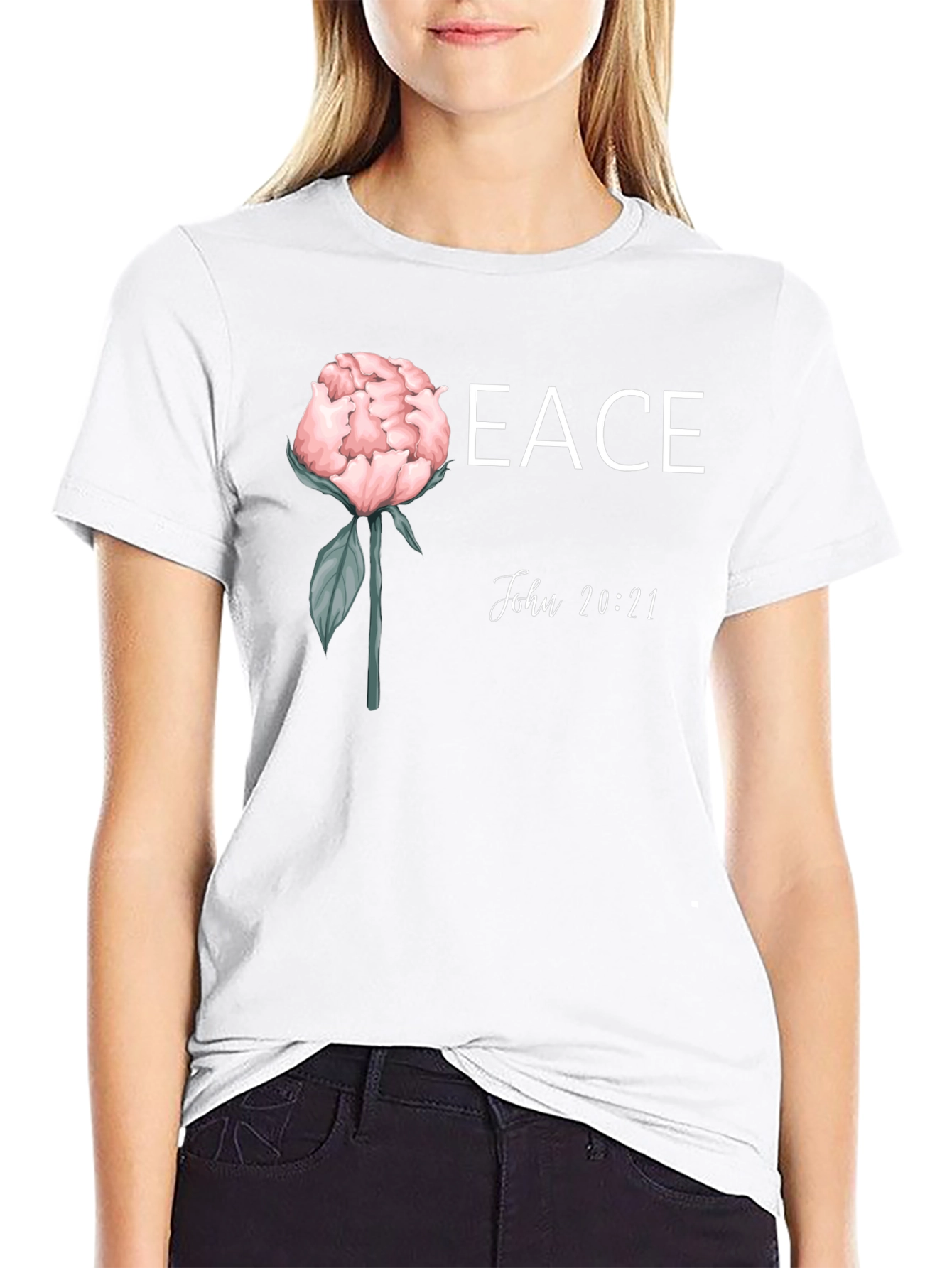 Peace John 20:21 Floral T-Shirt