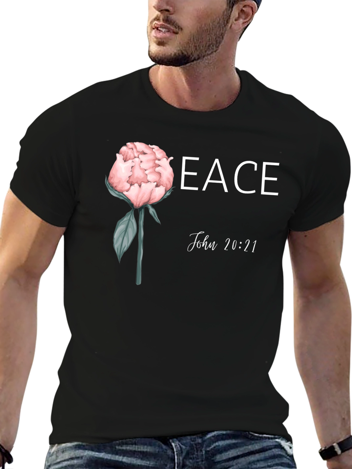 Peace John 20:21 Floral T-Shirt