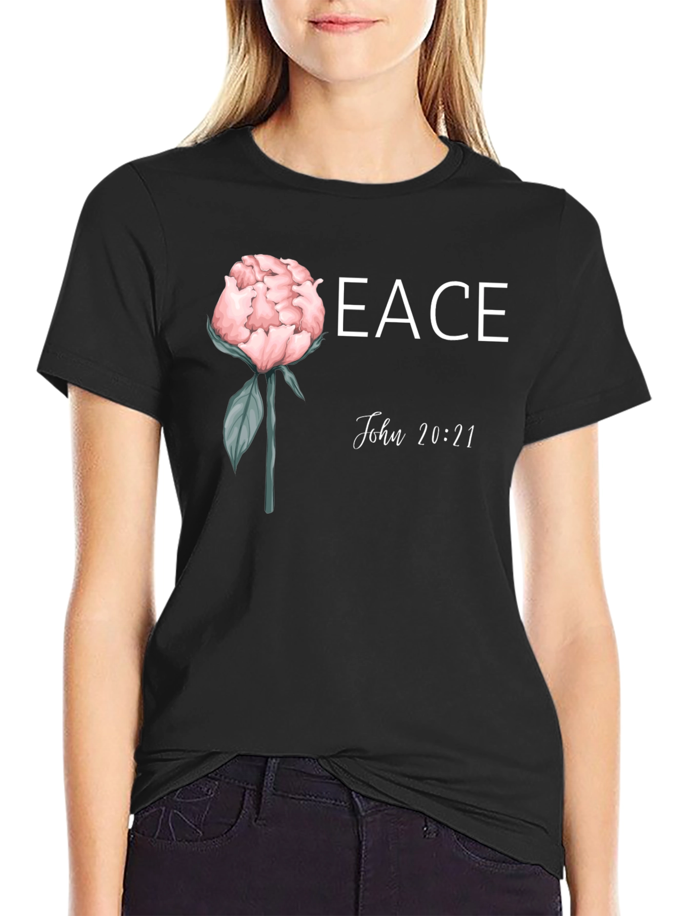Peace John 20:21 Floral T-Shirt
