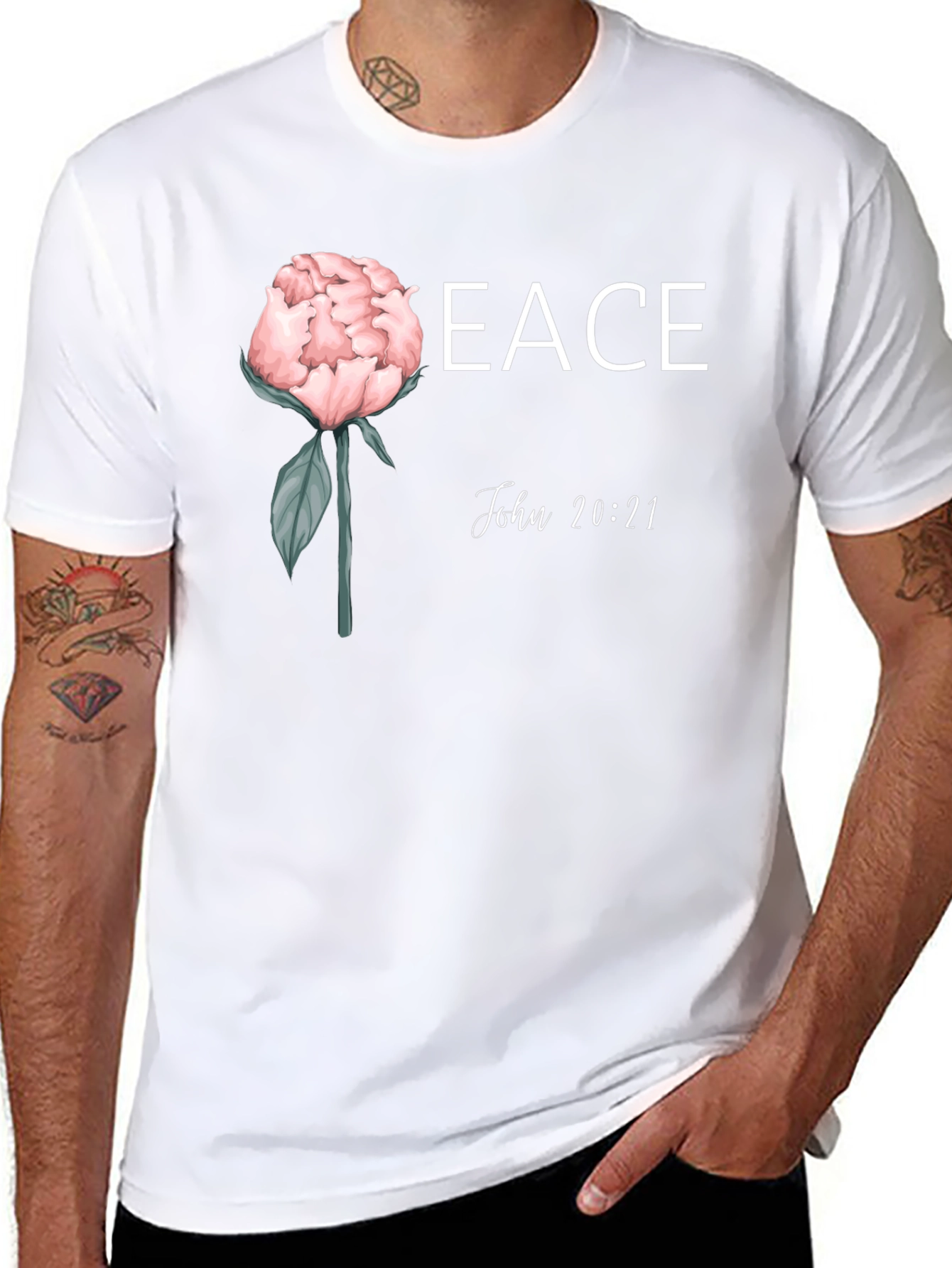 Peace John 20:21 Floral T-Shirt
