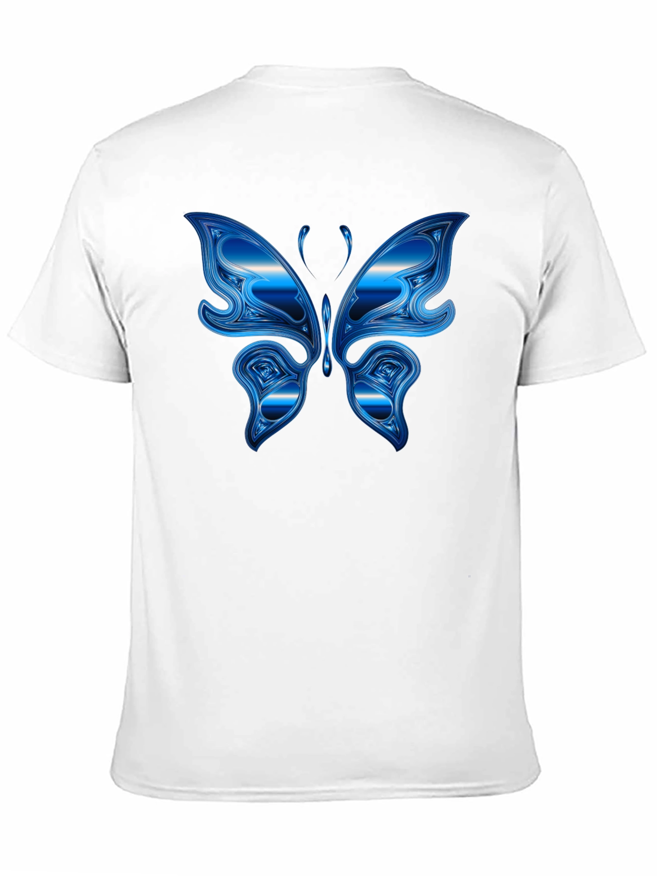 Blue Butterfly Graphic Black T-Shirt