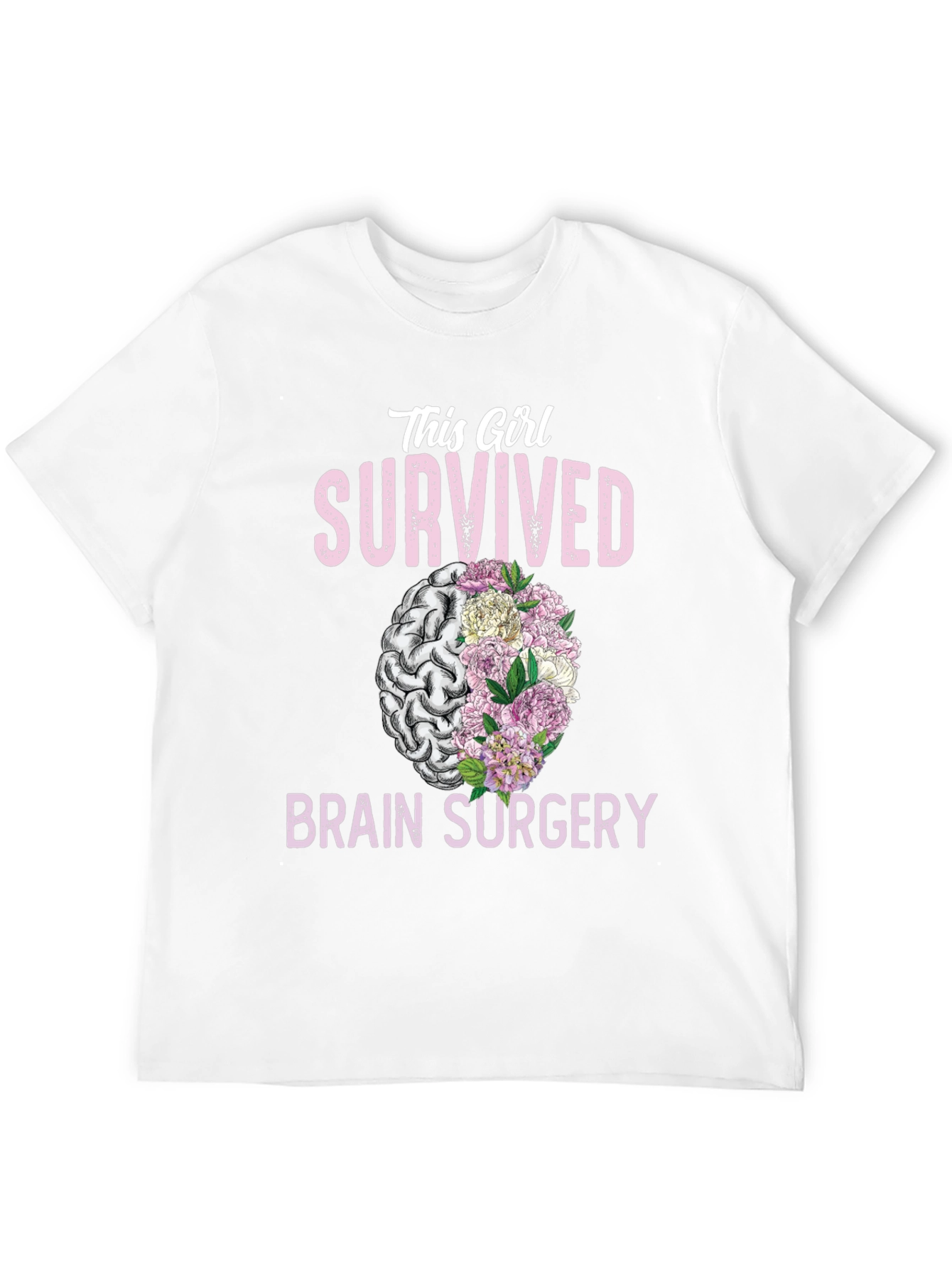 Brain Surgery Survivor Floral Brain T-Shirt