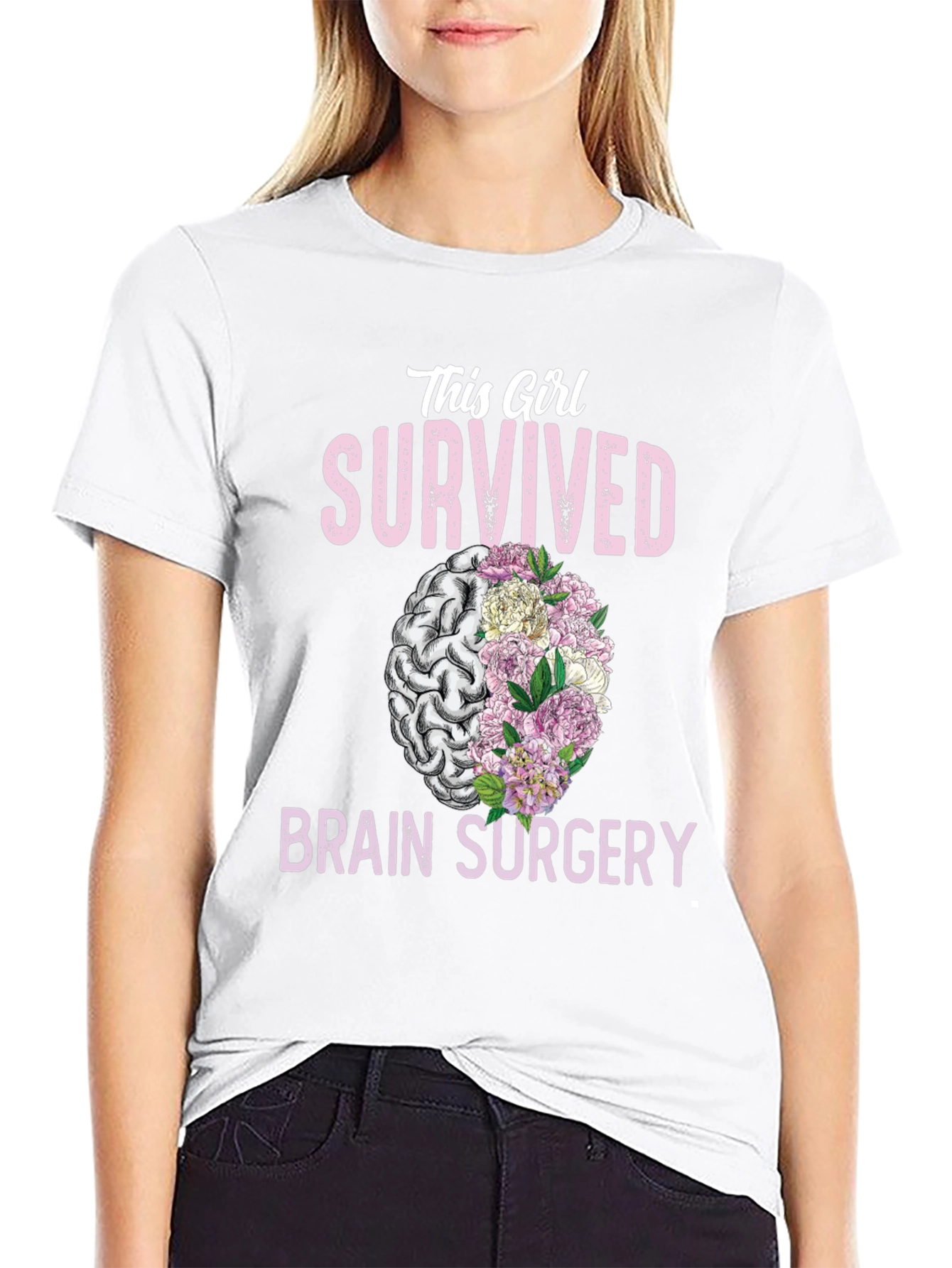 Brain Surgery Survivor Floral Brain T-Shirt