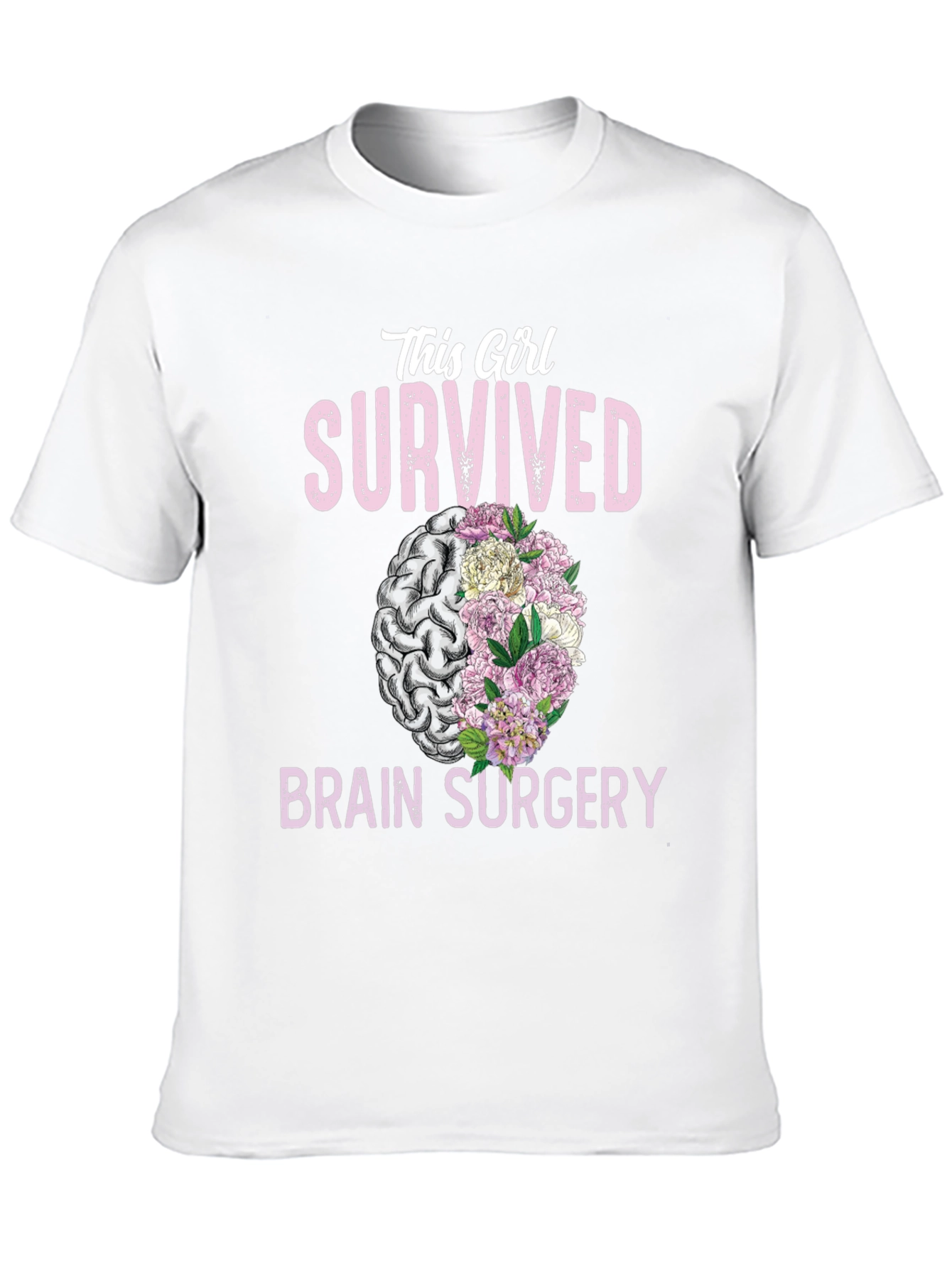 Brain Surgery Survivor Floral Brain T-Shirt