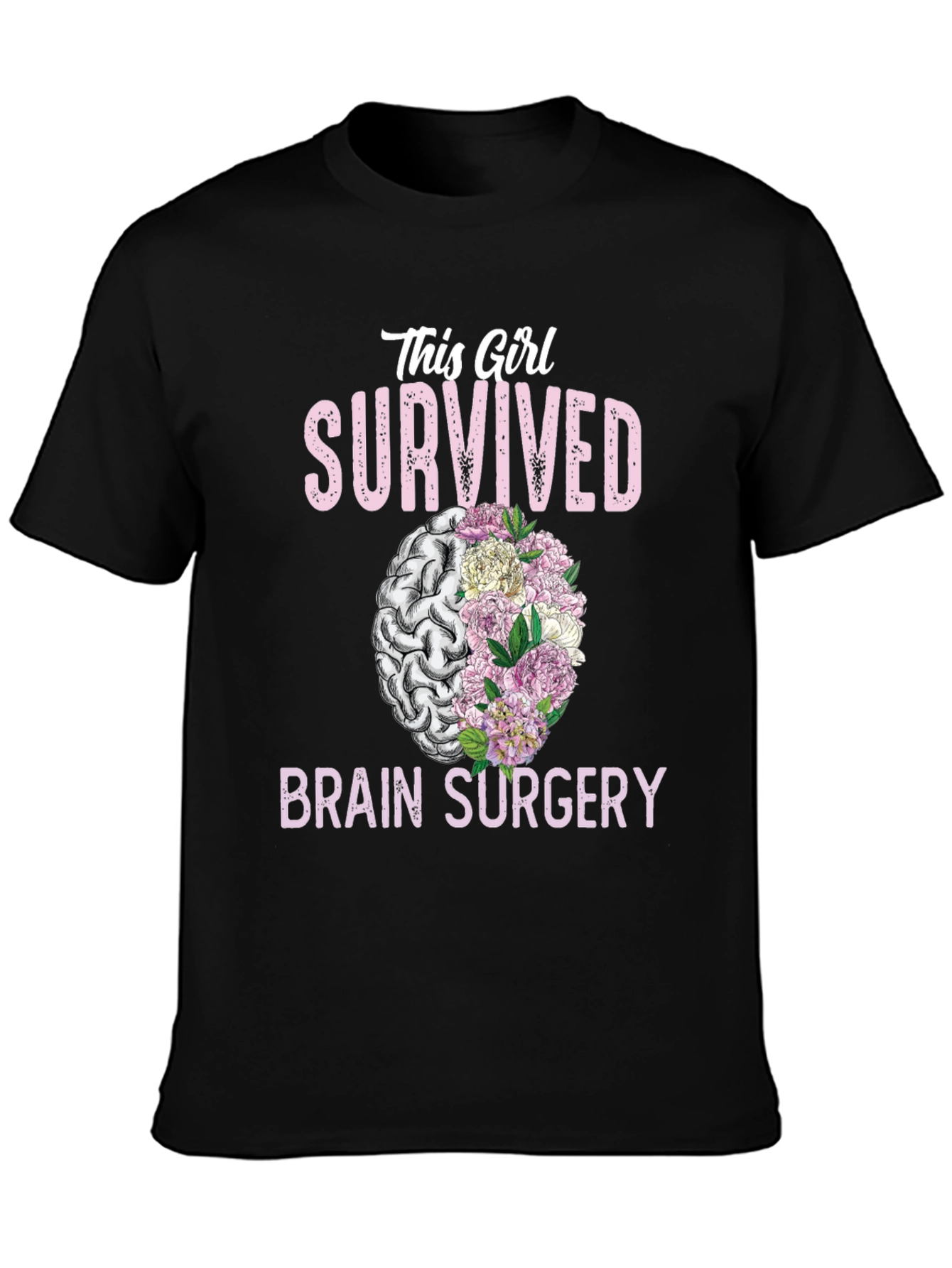 Brain Surgery Survivor Floral Brain T-Shirt