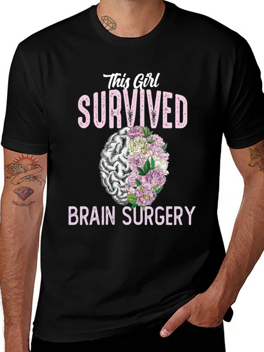 Brain Surgery Survivor Floral Brain T-Shirt