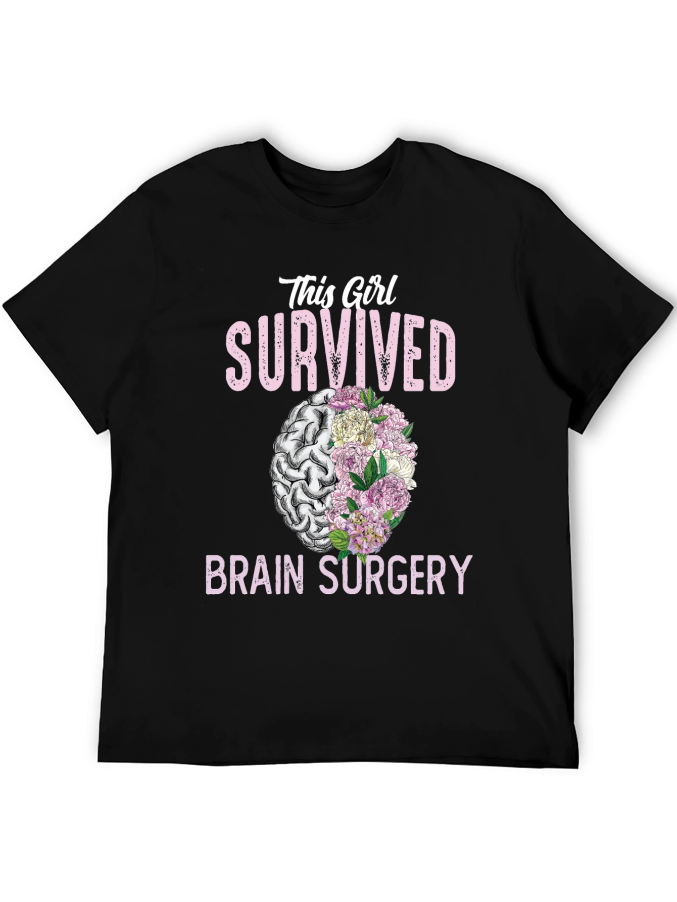 Brain Surgery Survivor Floral Brain T-Shirt