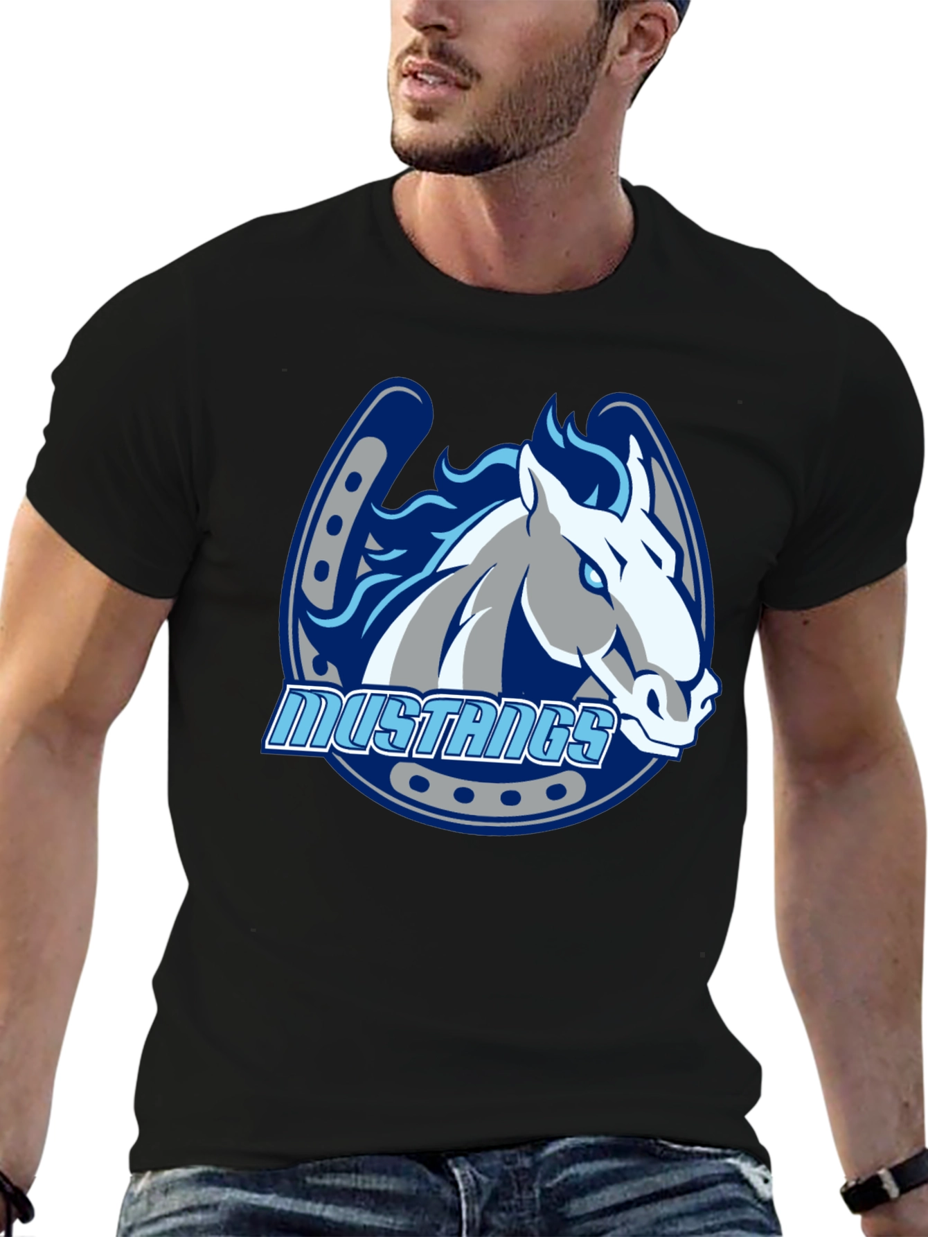 Mustangs Horse Graphic Black T-Shirt
