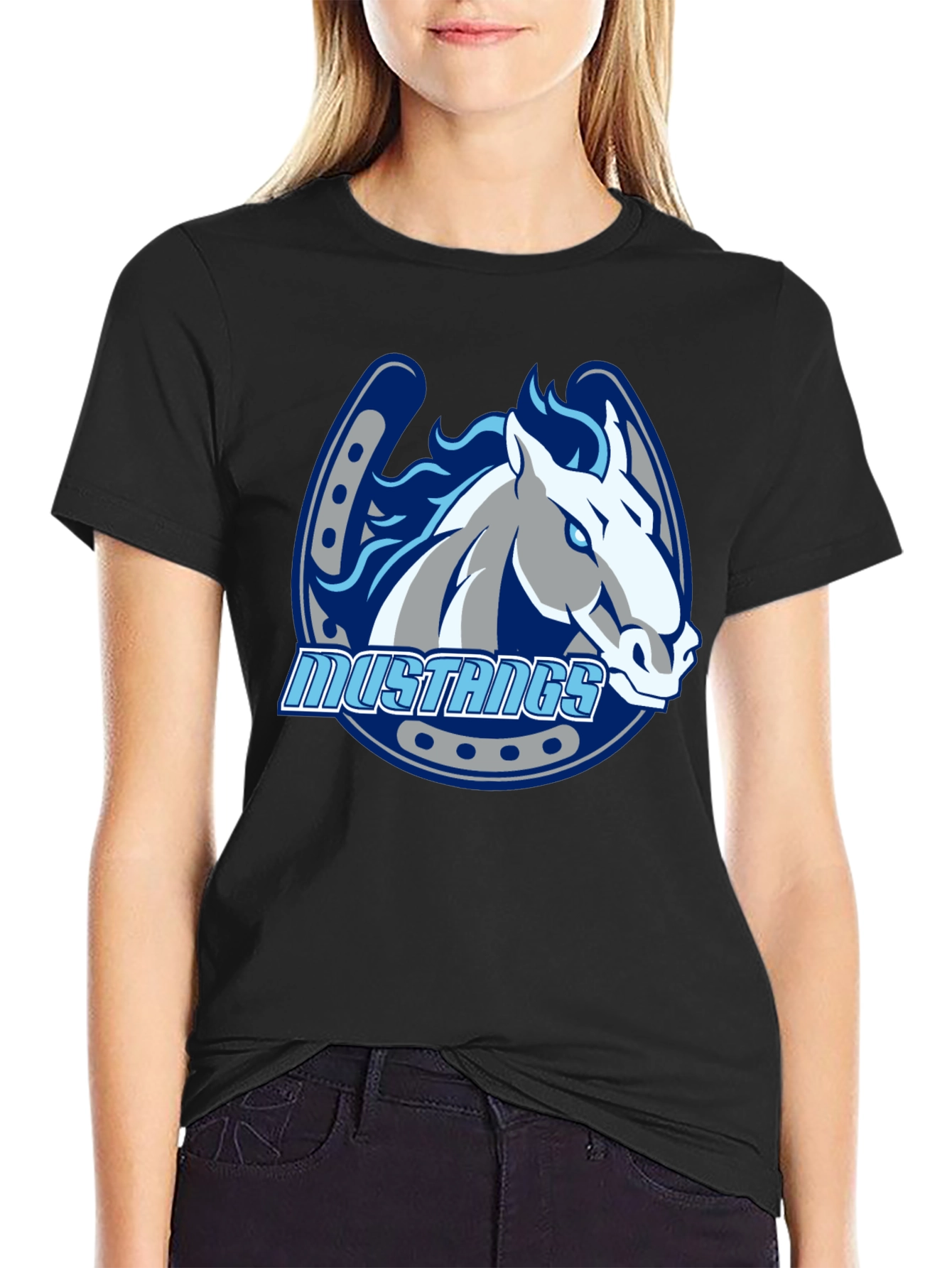 Mustangs Horse Graphic Black T-Shirt