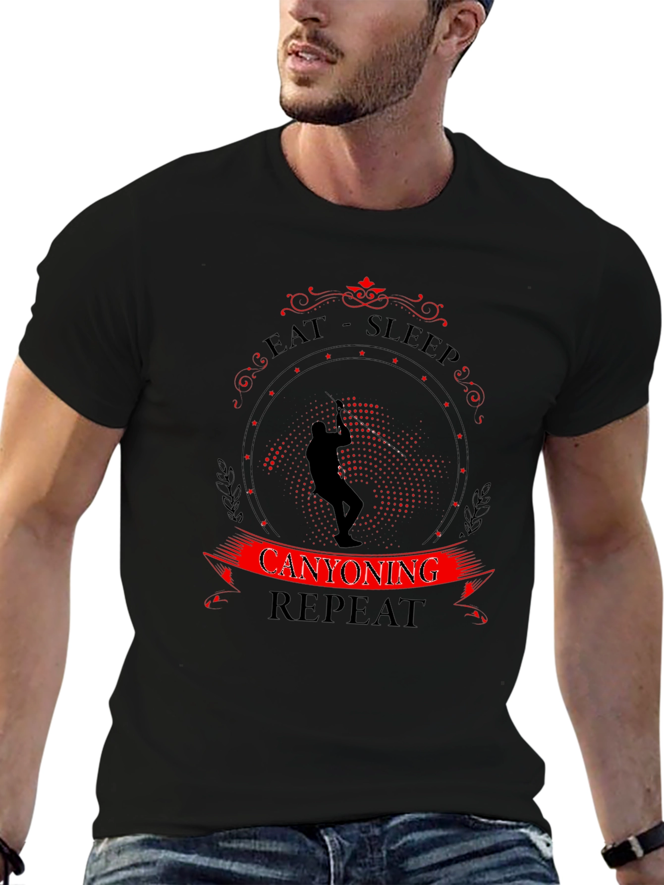 Eat Sleep Canyoning Repeat Black T-Shirt