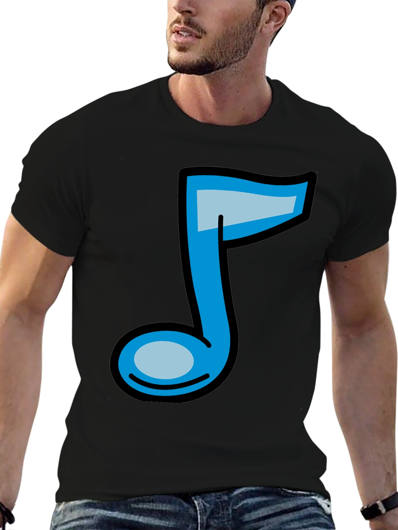 Musical Note Graphic Tee - Black