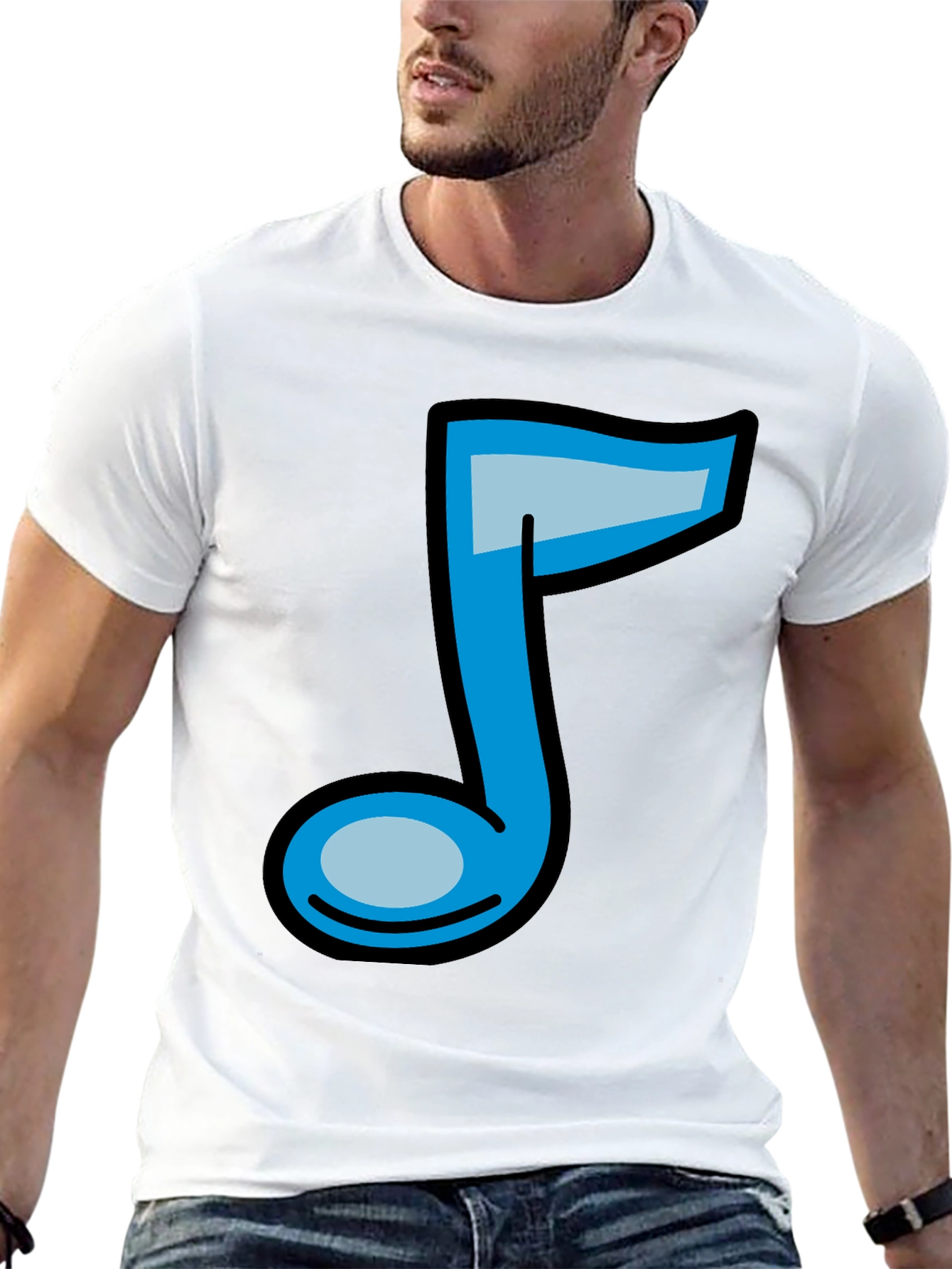 Musical Note Graphic Tee - Black