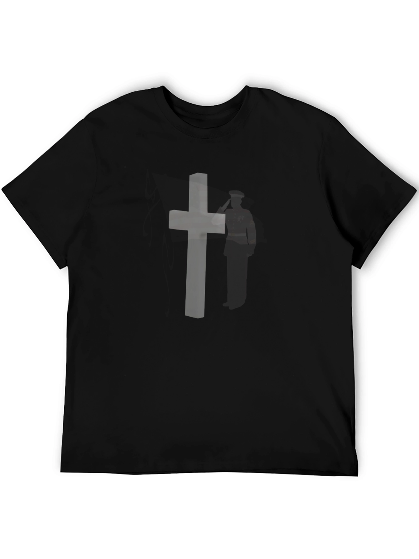 Mens Black Christian Cross Graphic T-Shirt