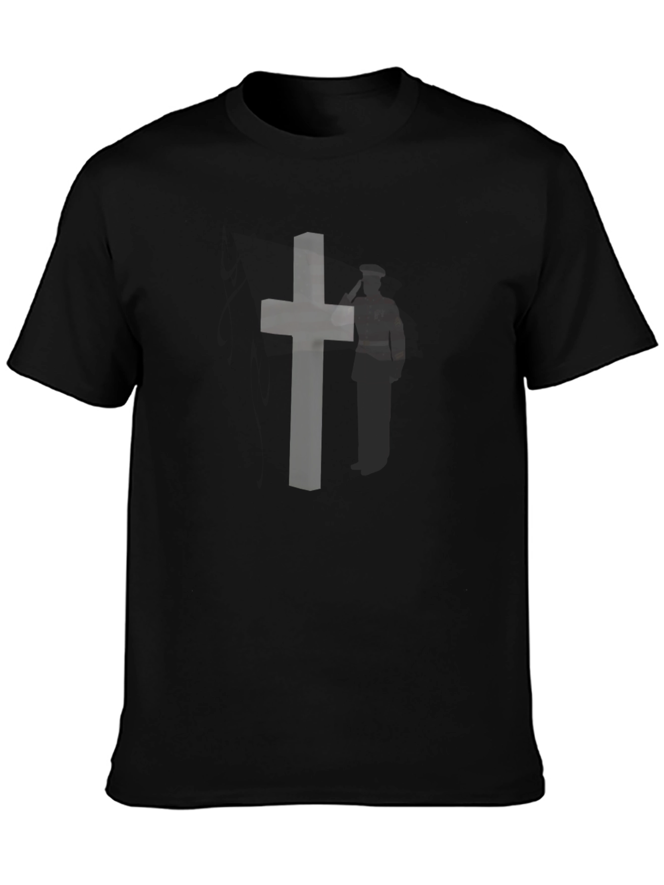 Mens Black Christian Cross Graphic T-Shirt