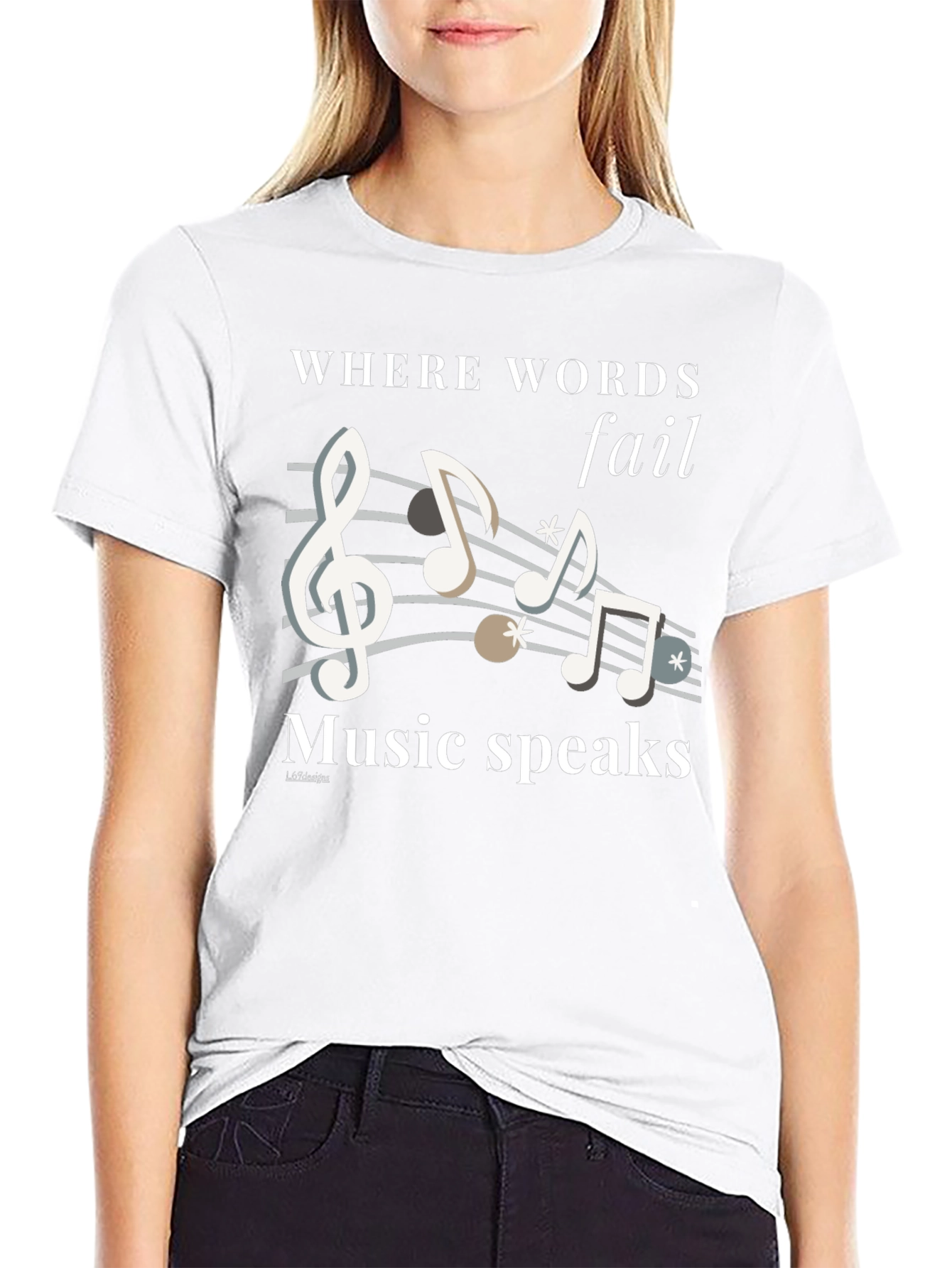 Music Speaks Graphic Tee - Black Cotton T-Shirt