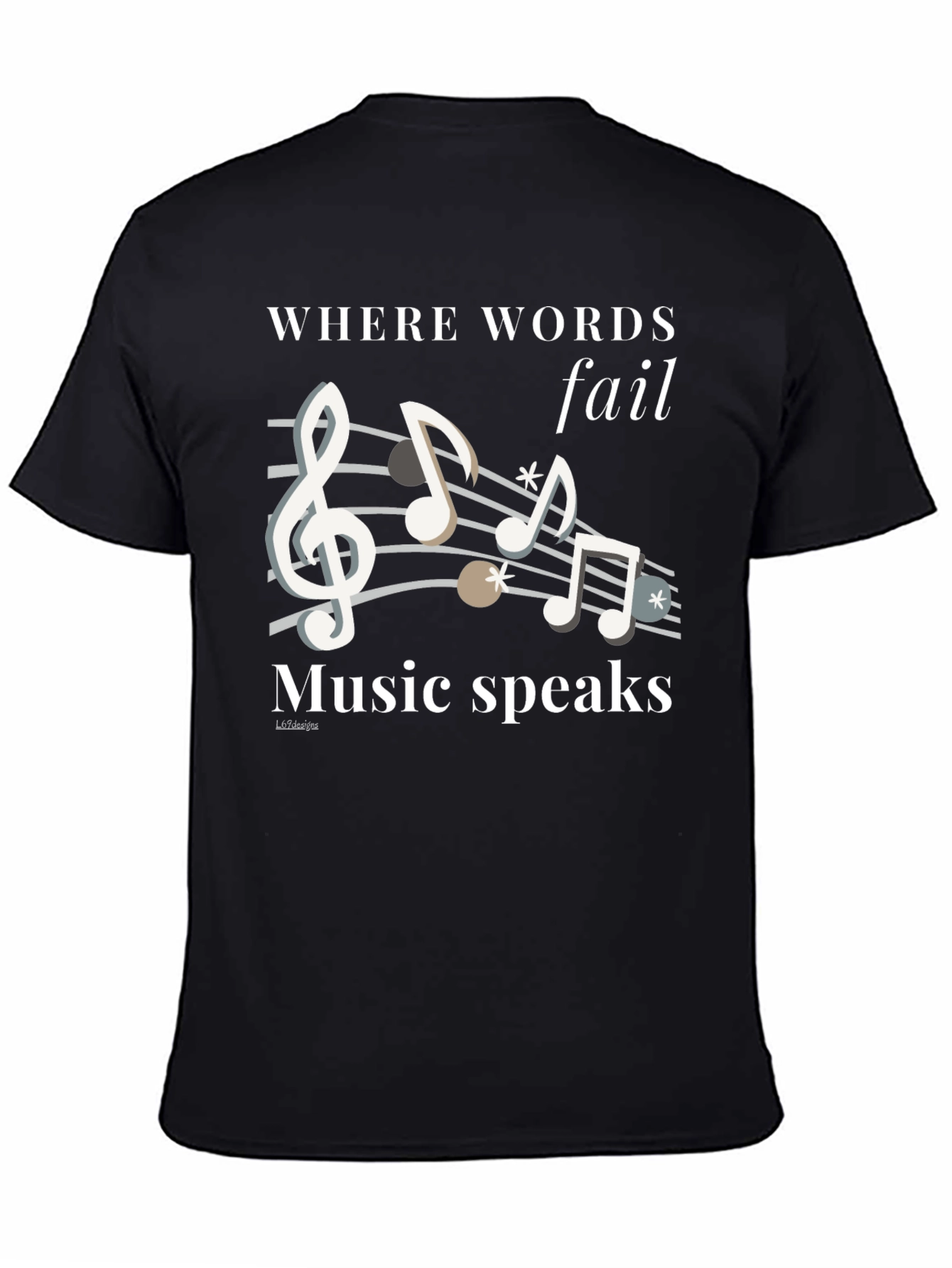 Music Speaks Graphic Tee - Black Cotton T-Shirt