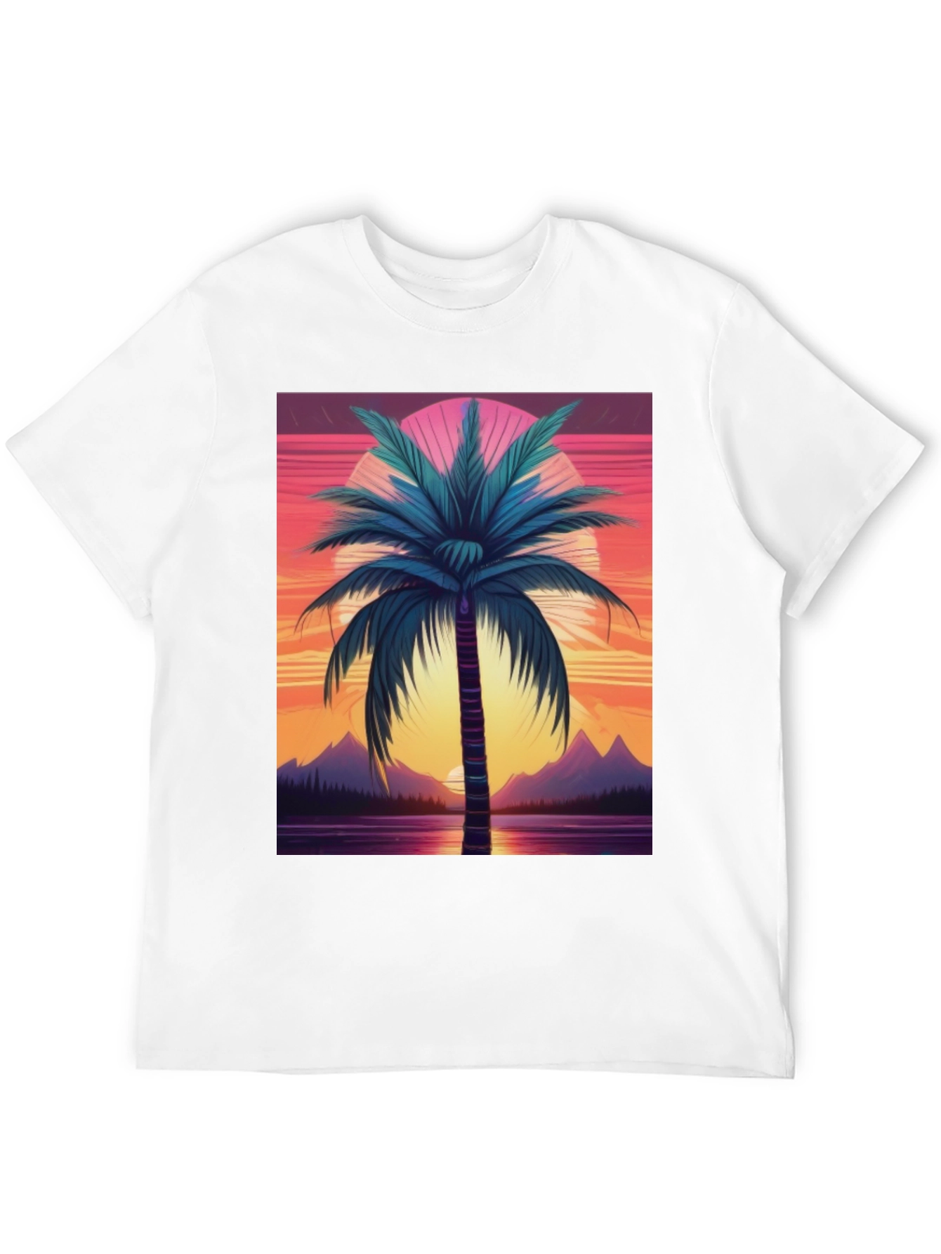 Retro Palm Sunset Graphic Tee - Black