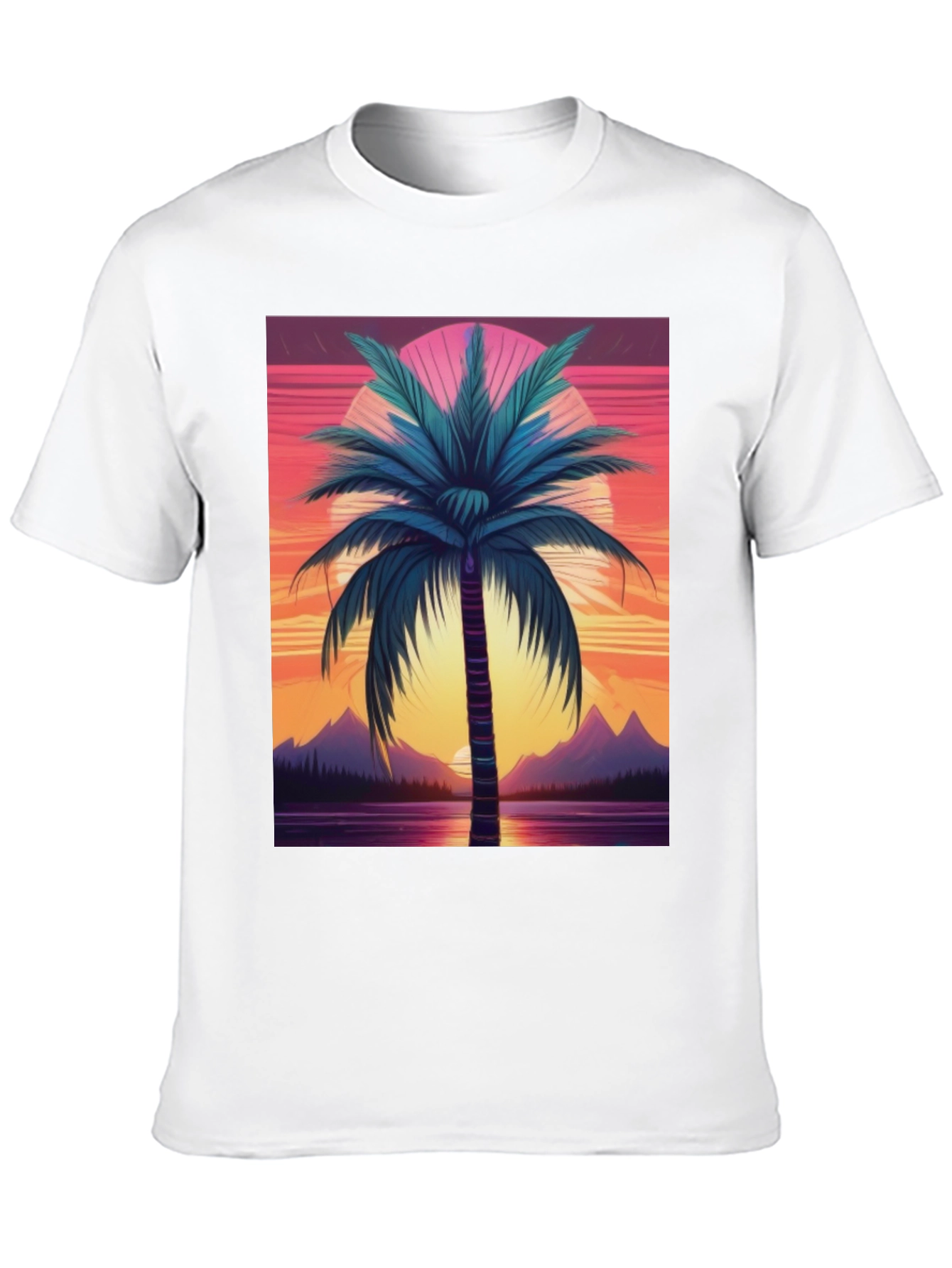 Retro Palm Sunset Graphic Tee - Black