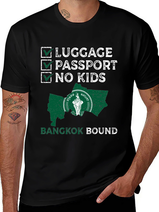 Bangkok Bound T-Shirt: Luggage Passport No Kids - Travel Ready!