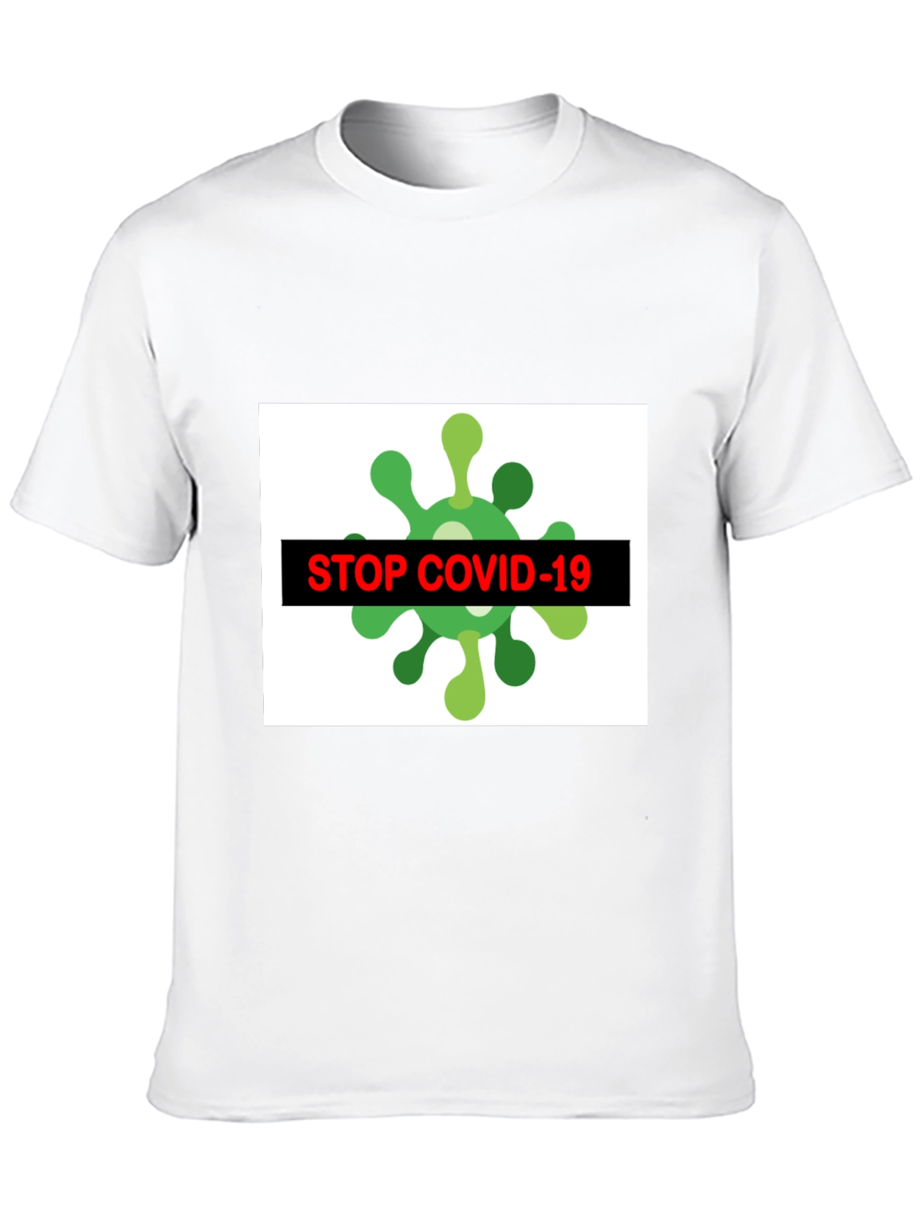 Stop Covid-19 Graphic Tee - Black Crew Neck T-Shirt