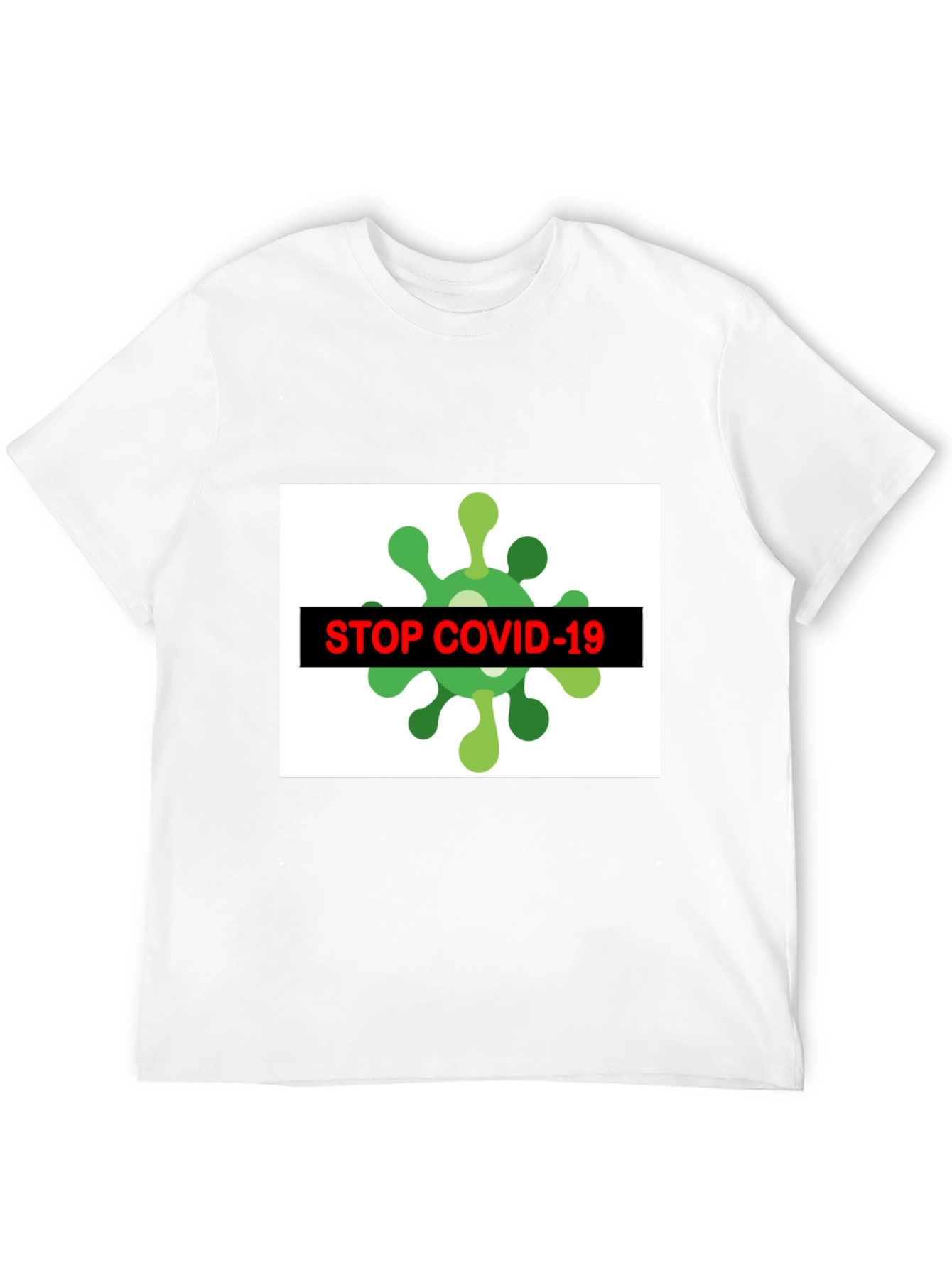 Stop Covid-19 Graphic Tee - Black Crew Neck T-Shirt