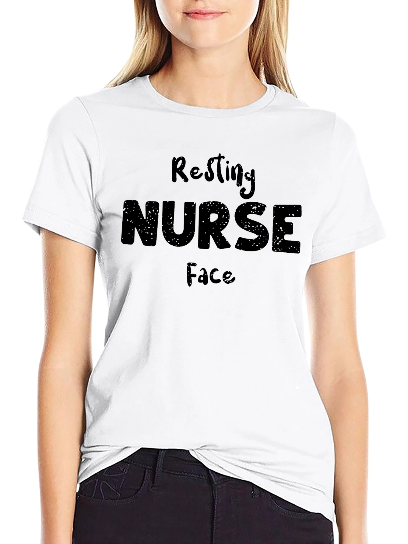 Resting Nurse Face Graphic T-Shirt - Black