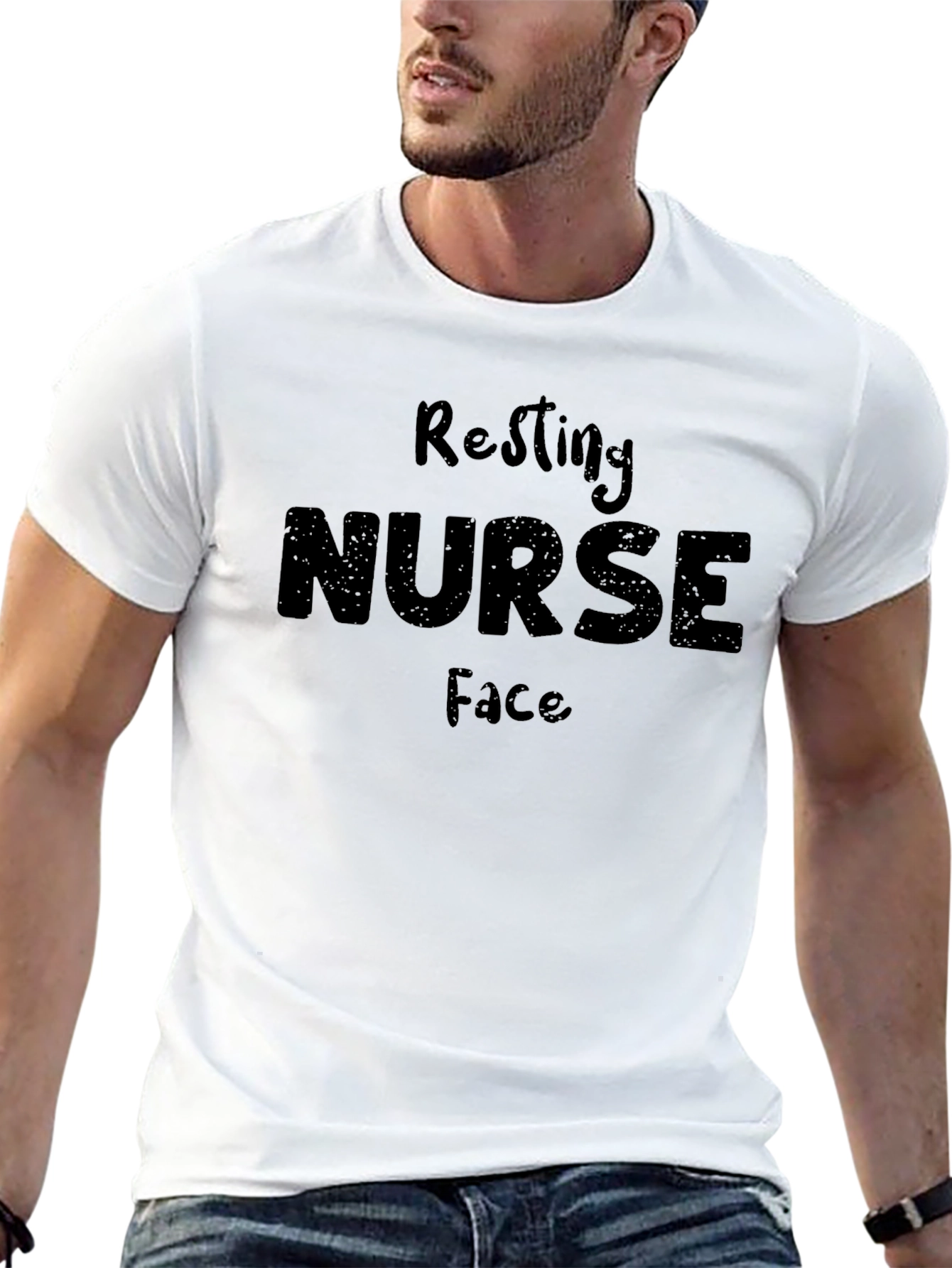 Resting Nurse Face Graphic T-Shirt - Black