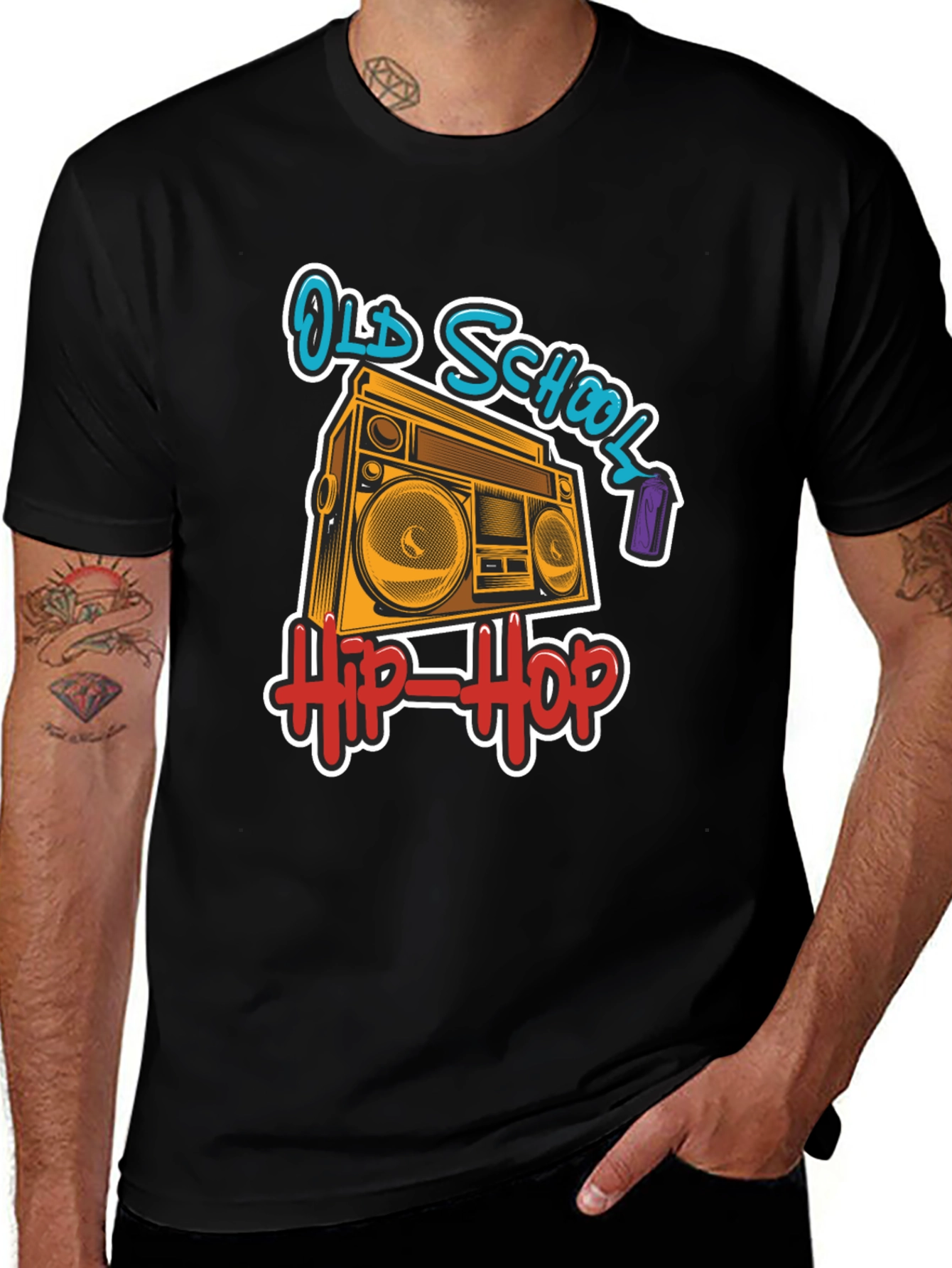 Old School Hip-Hop Boombox Black T-Shirt