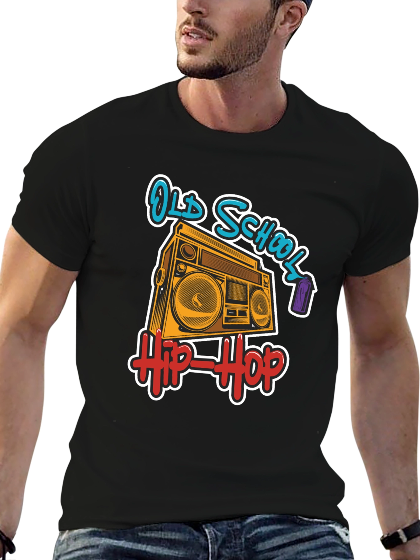 Old School Hip-Hop Boombox Black T-Shirt