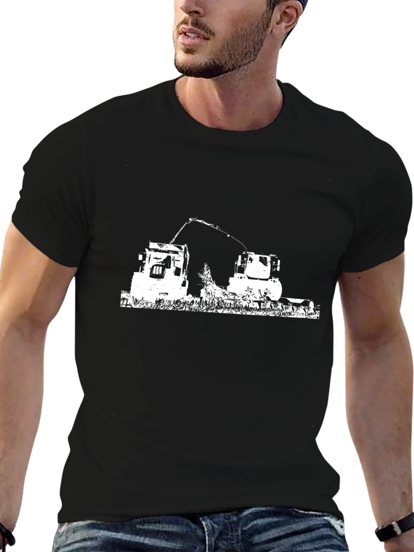 Black Tractor Silhouette Graphic Tee