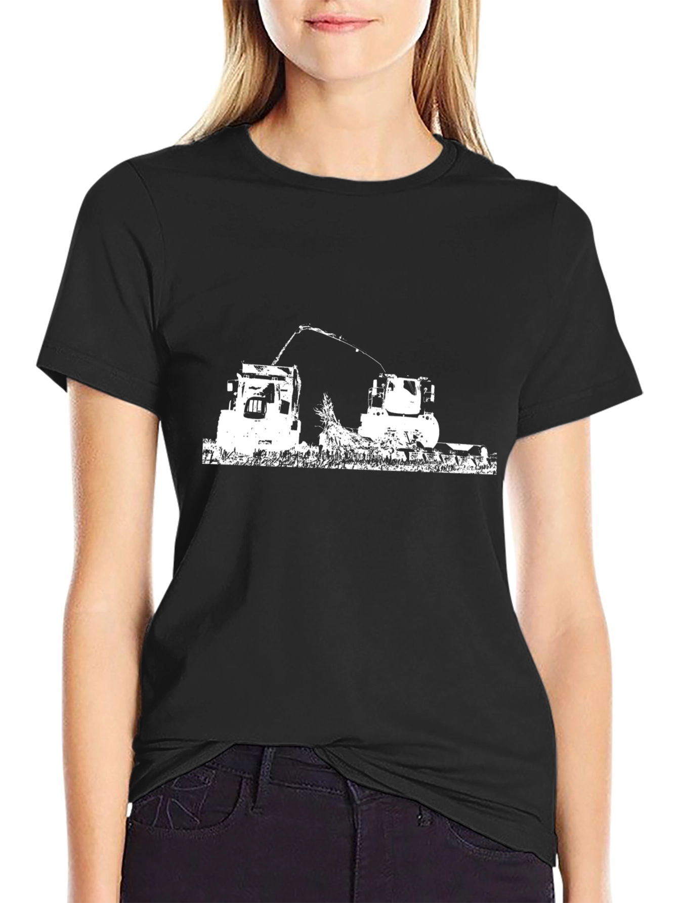 Black Tractor Silhouette Graphic Tee