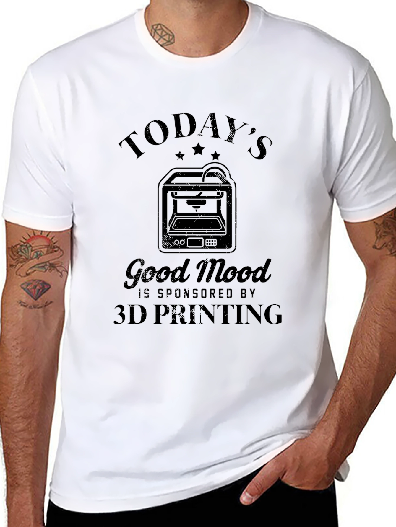 Todays Good Mood 3D Printing Black T-Shirt
