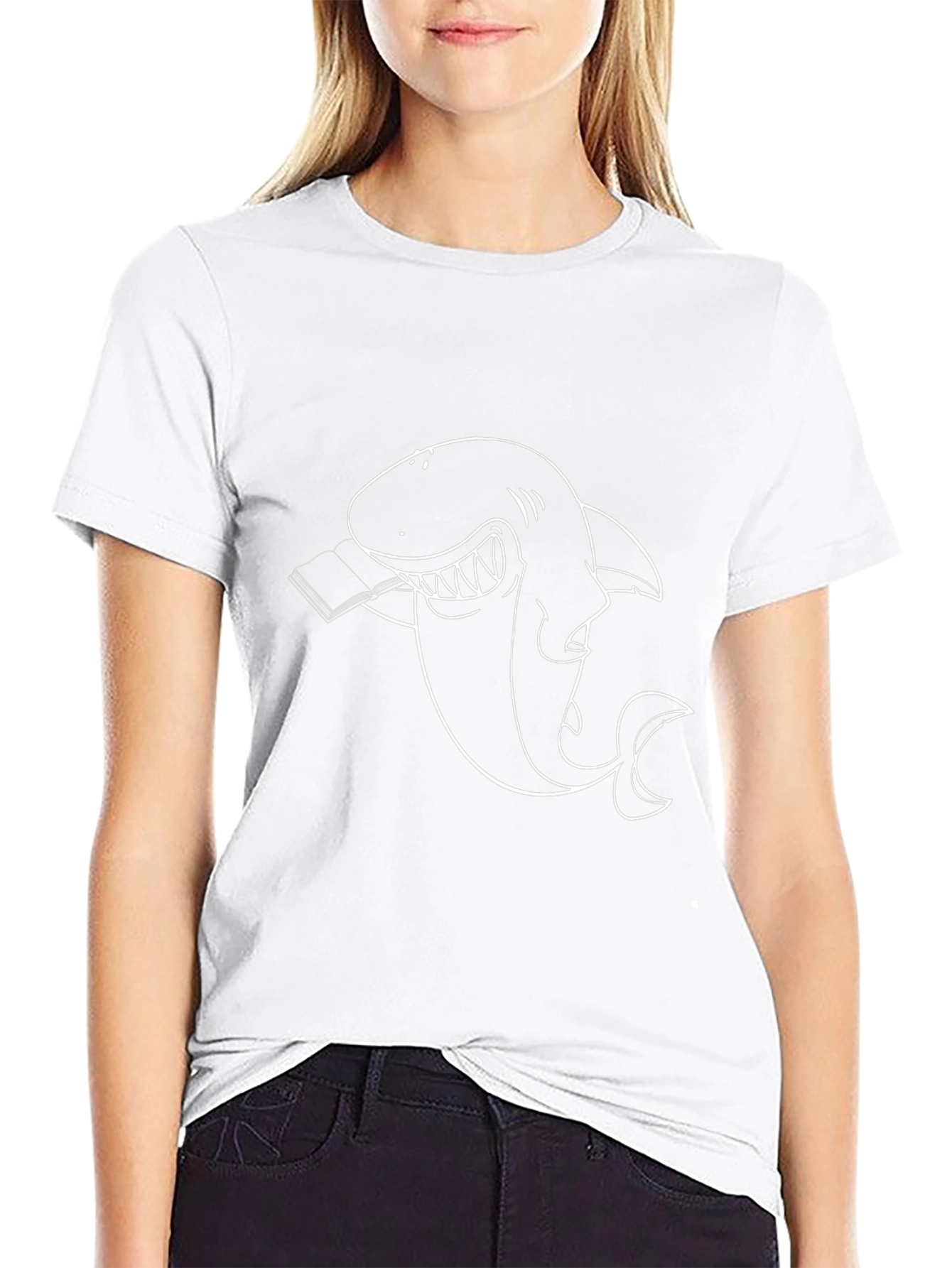 Black Shark Reading Book T-Shirt