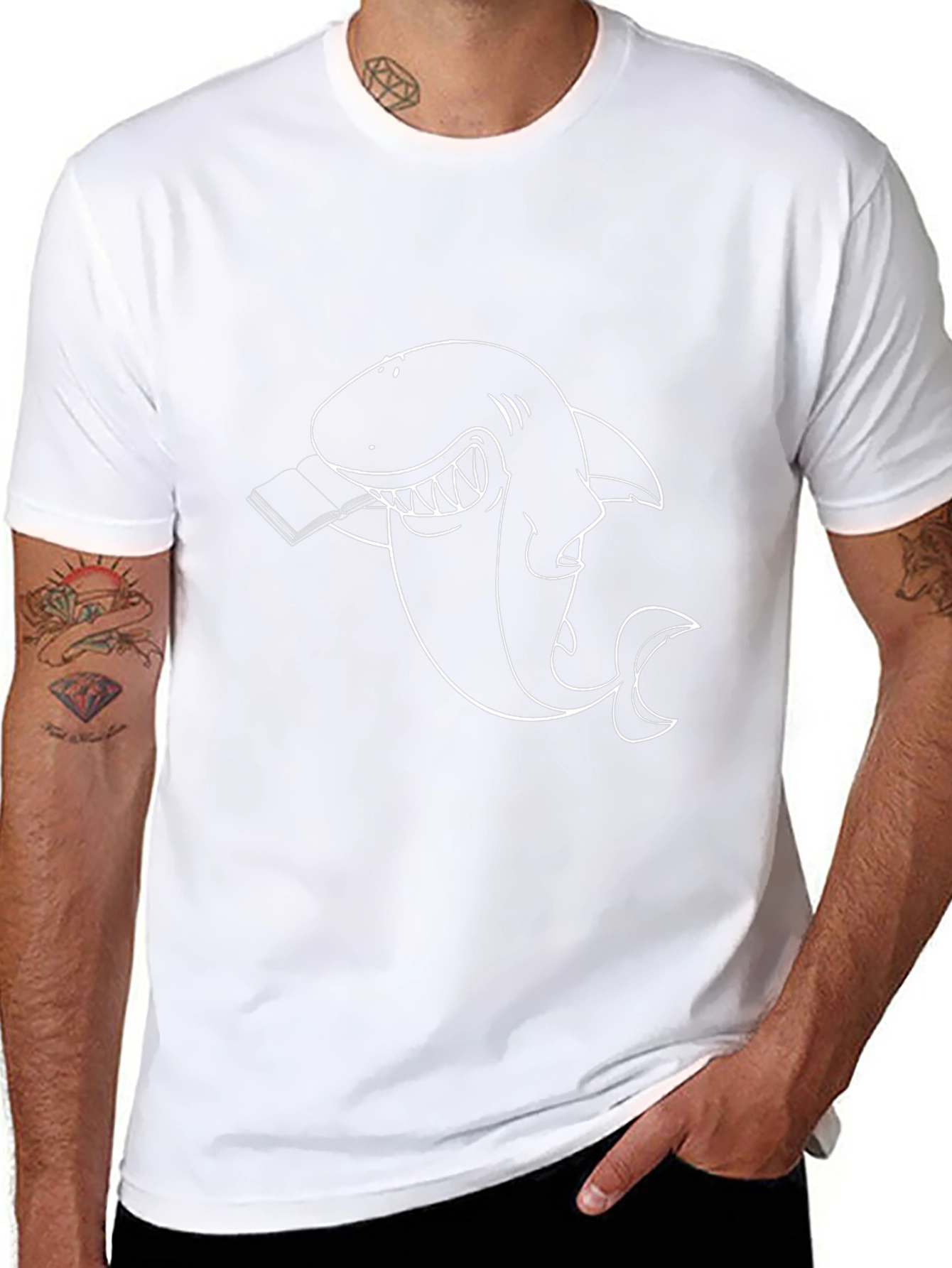 Black Shark Reading Book T-Shirt