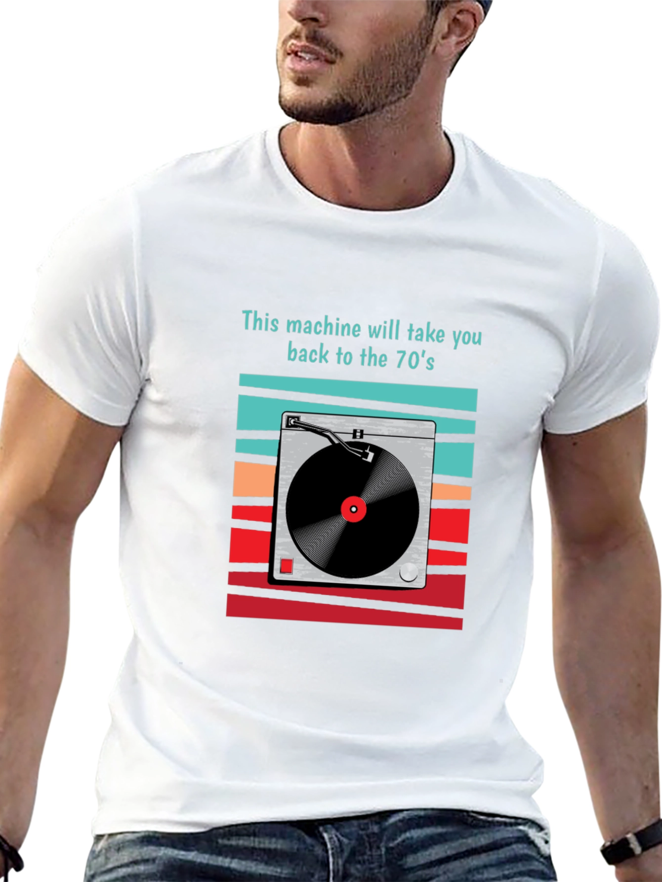 Retro 70s Turntable Graphic T-Shirt