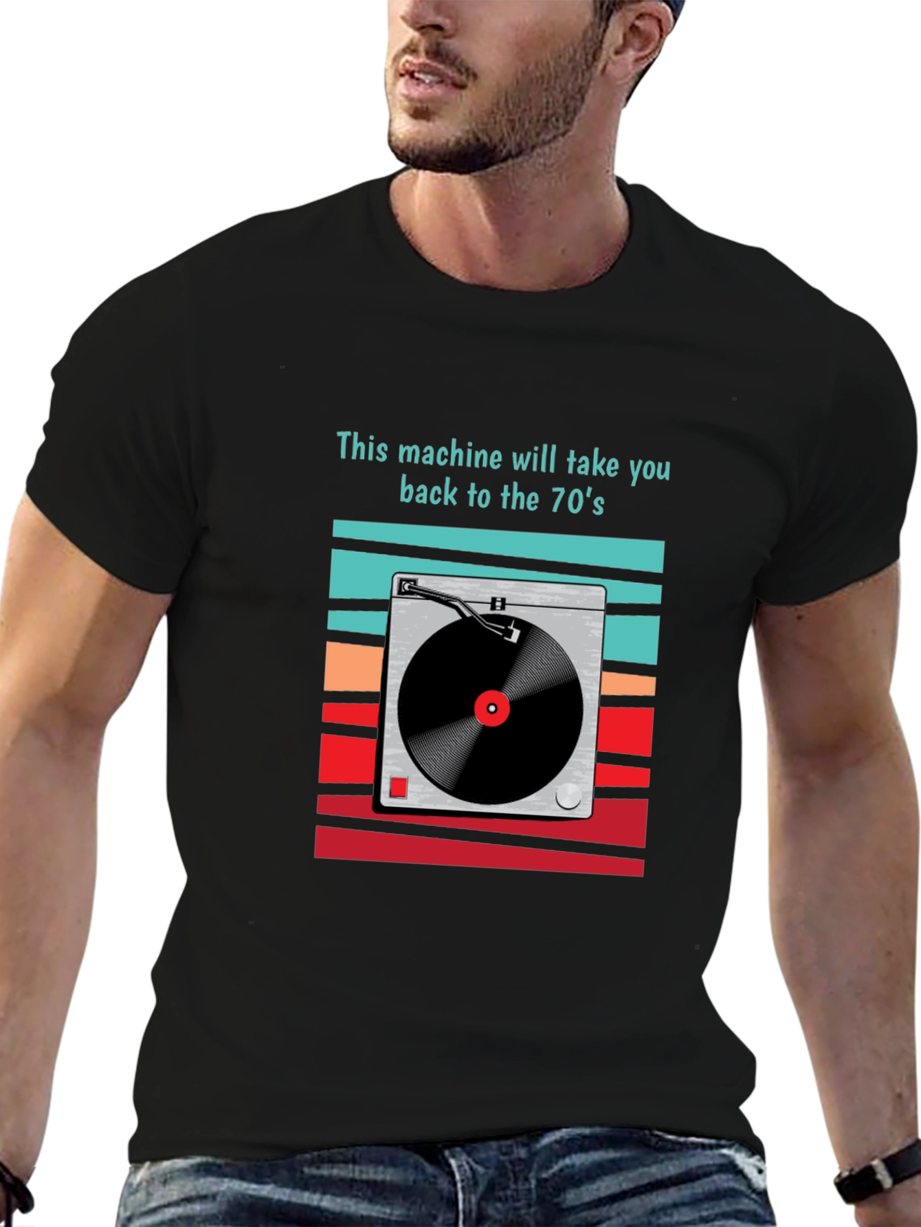 Retro 70s Turntable Graphic T-Shirt