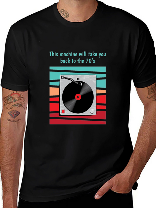 Retro 70s Turntable Graphic T-Shirt