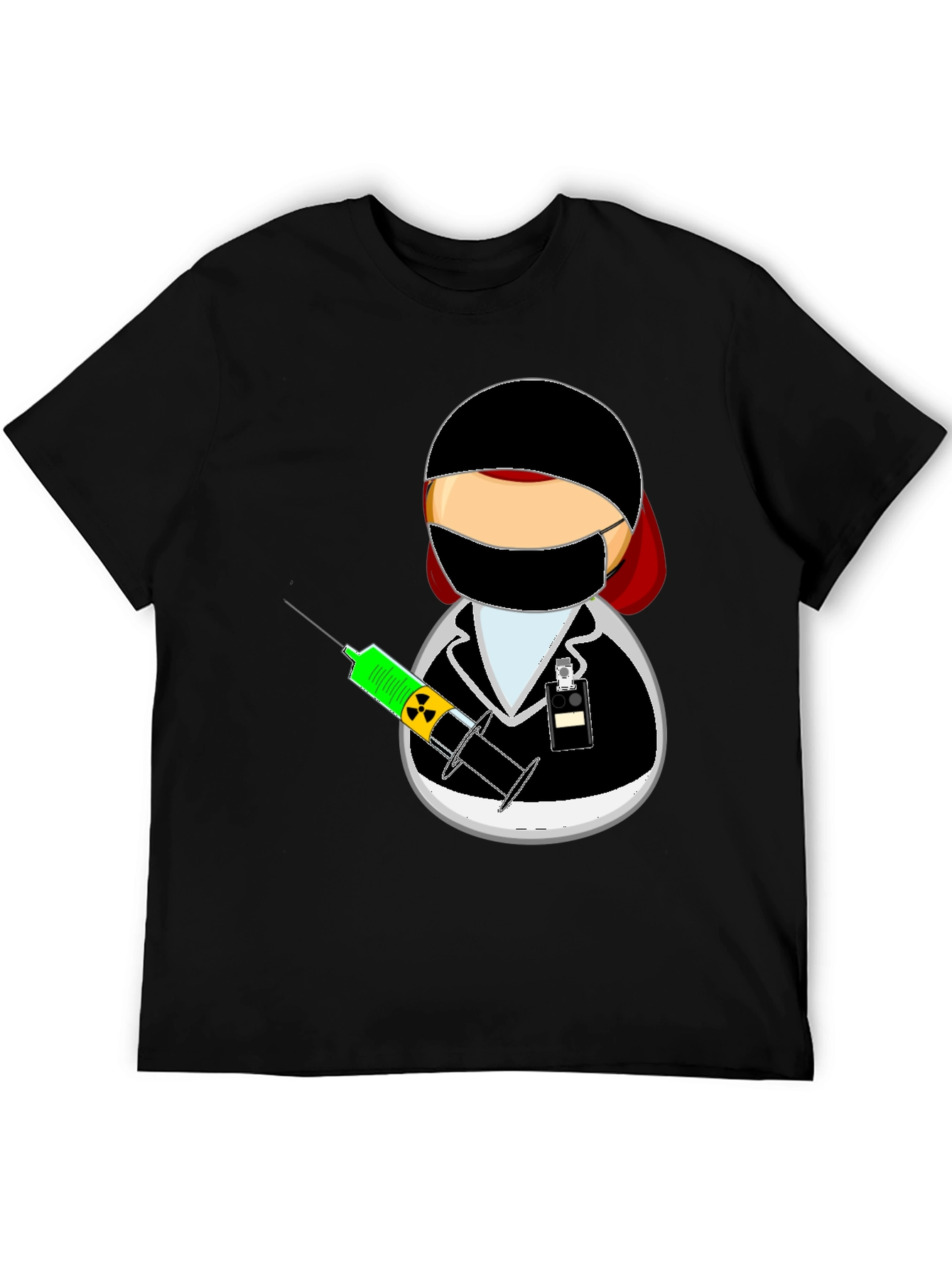 Nurse Cartoon Graphic Tee - Black