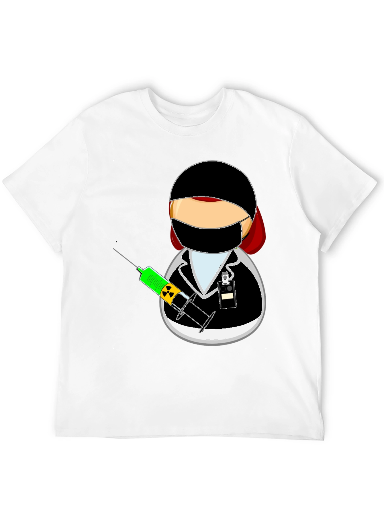 Nurse Cartoon Graphic Tee - Black