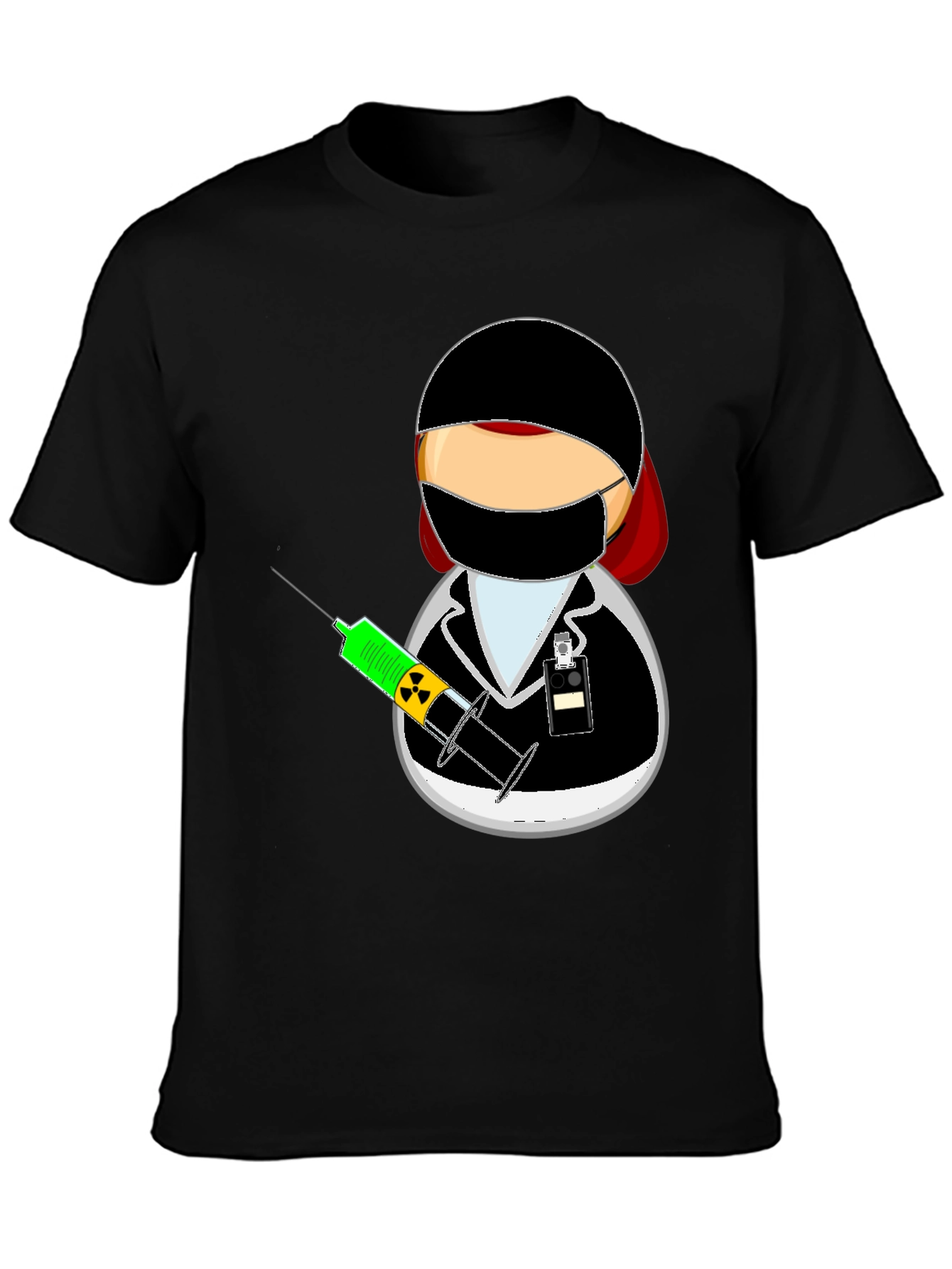 Nurse Cartoon Graphic Tee - Black