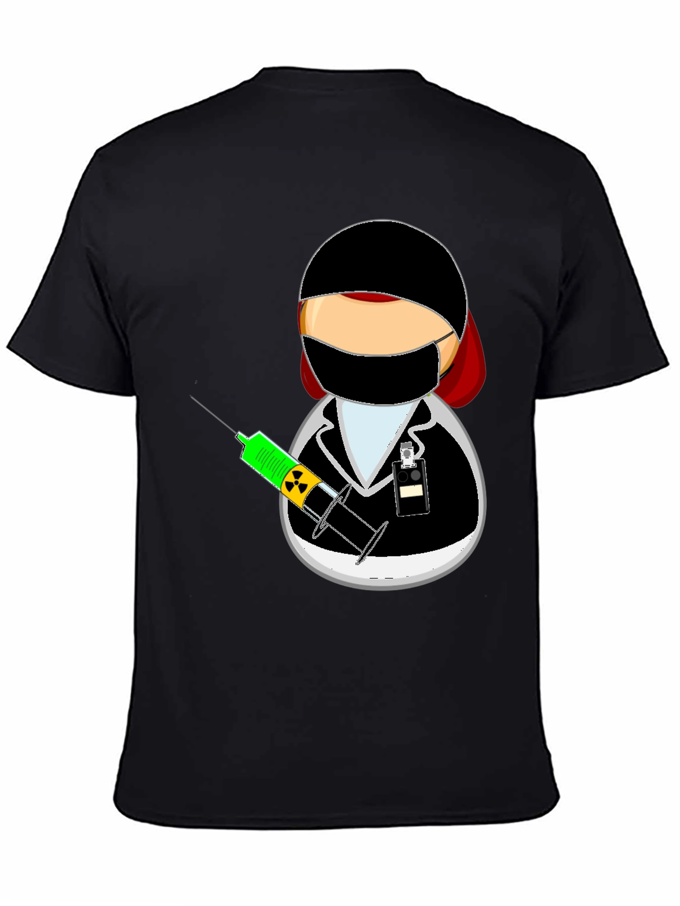 Nurse Cartoon Graphic Tee - Black