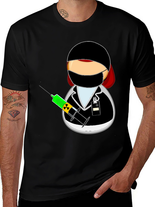 Nurse Cartoon Graphic Tee - Black