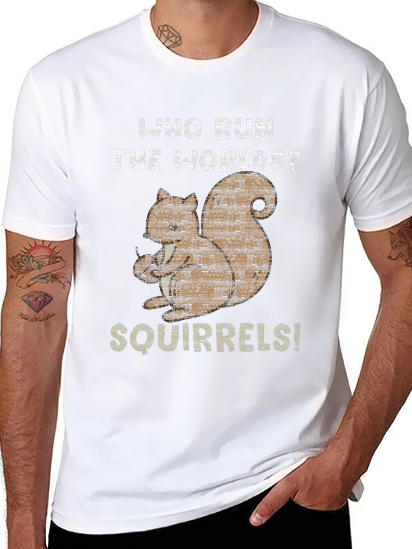 Who Run The Worlds? Squirrels! Black Cotton T-Shirt
