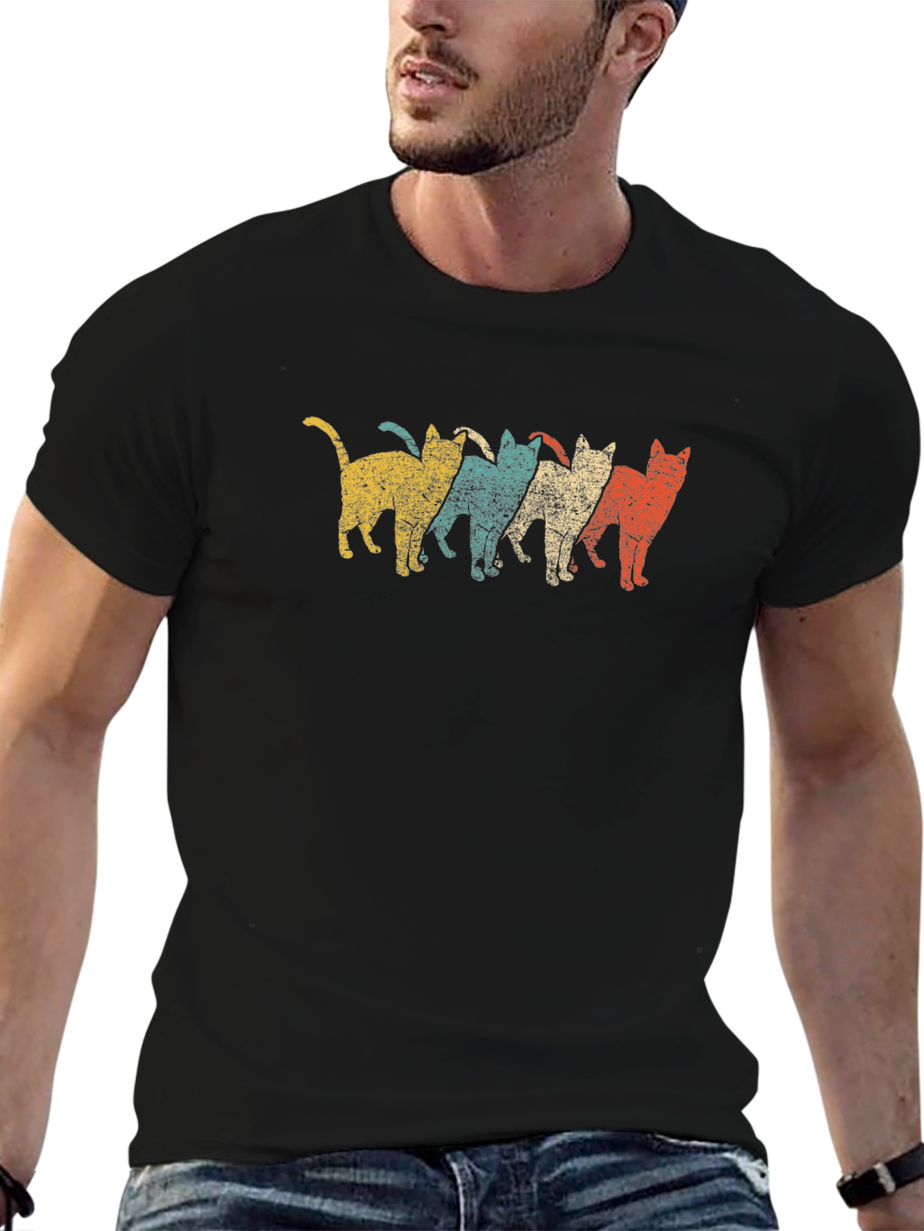 Retro Cats Black T-Shirt