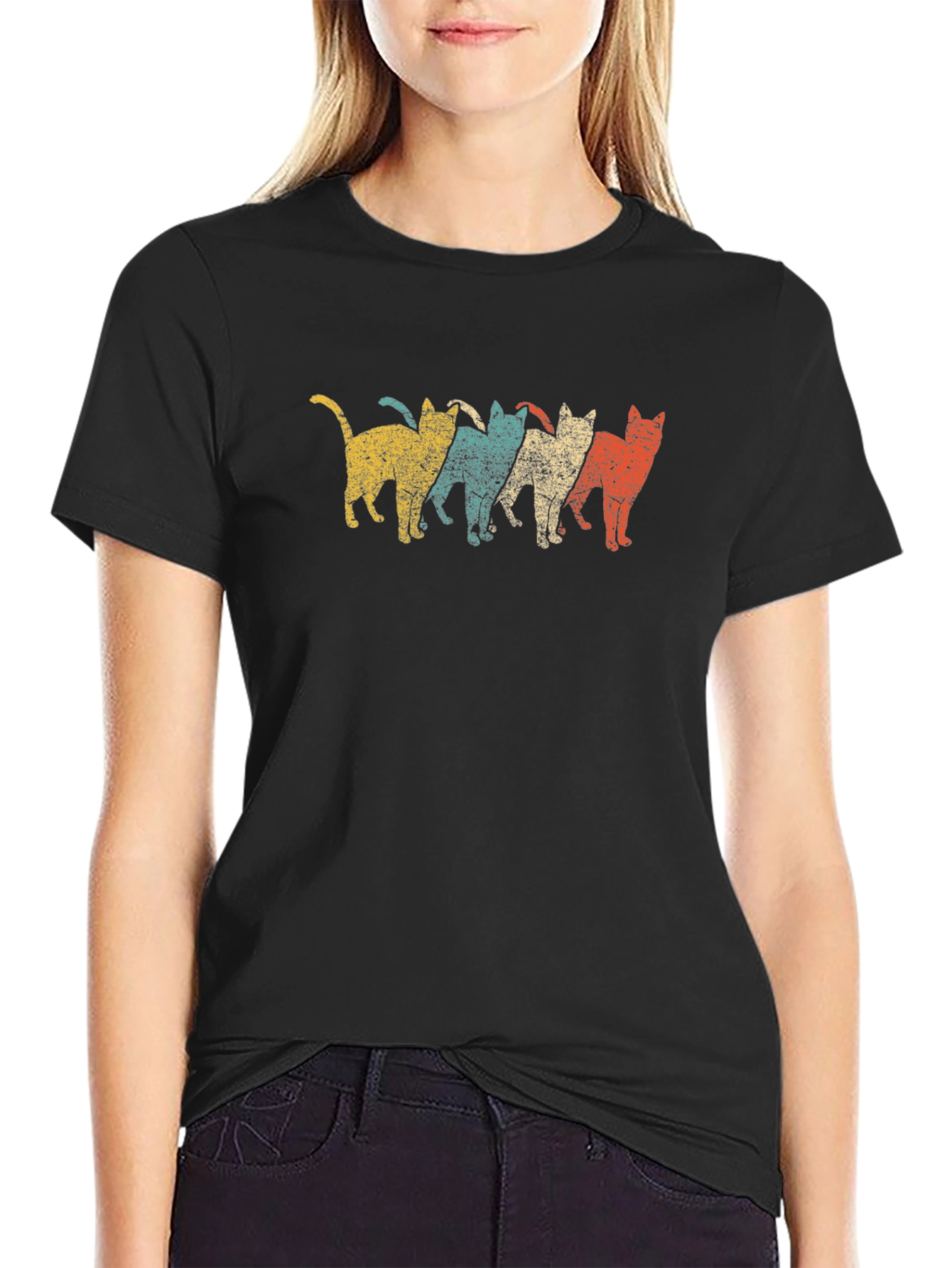 Retro Cats Black T-Shirt